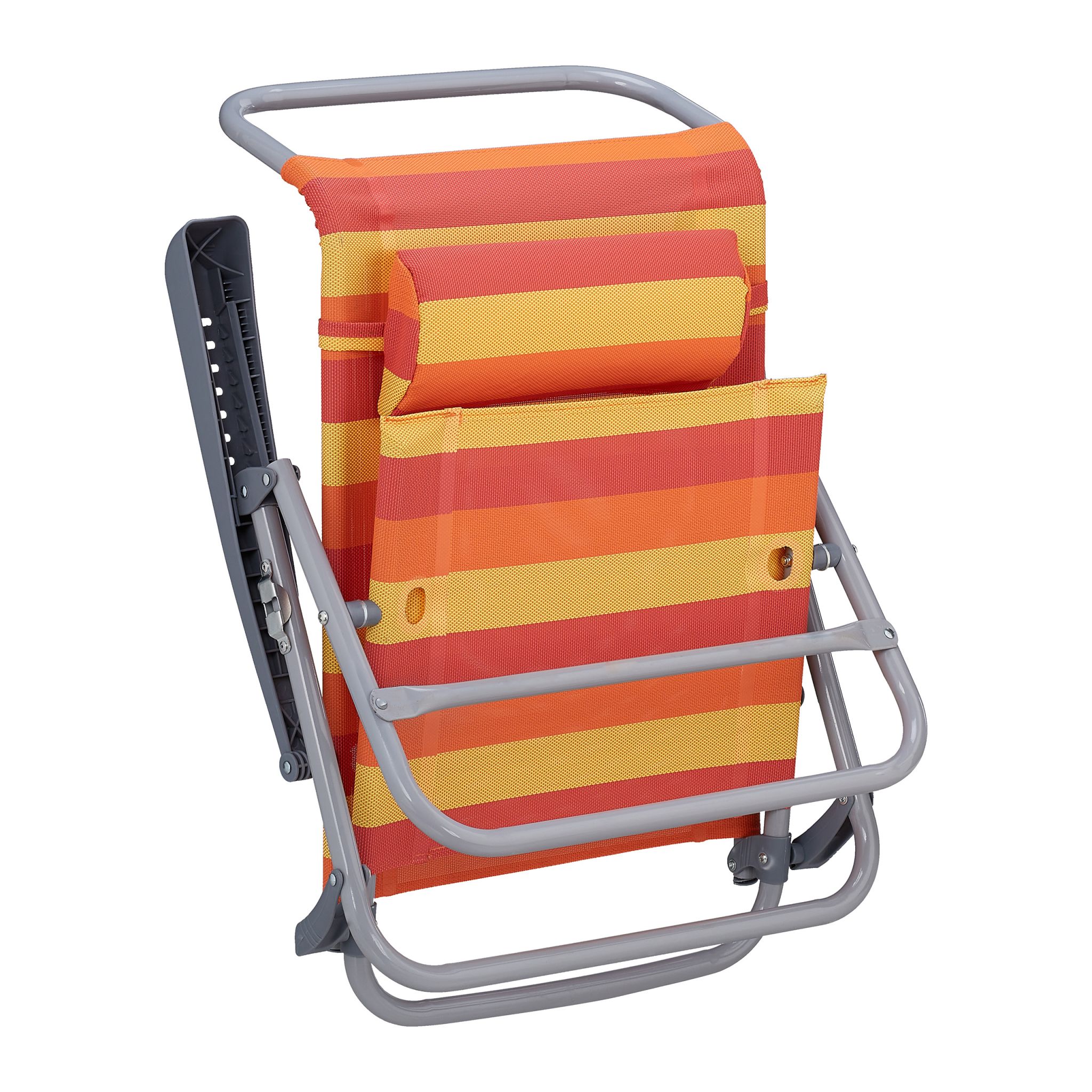 Klappbarer Liegestuhl mit Nackenkissen Gelb-Orange-Rot von Relaxdays