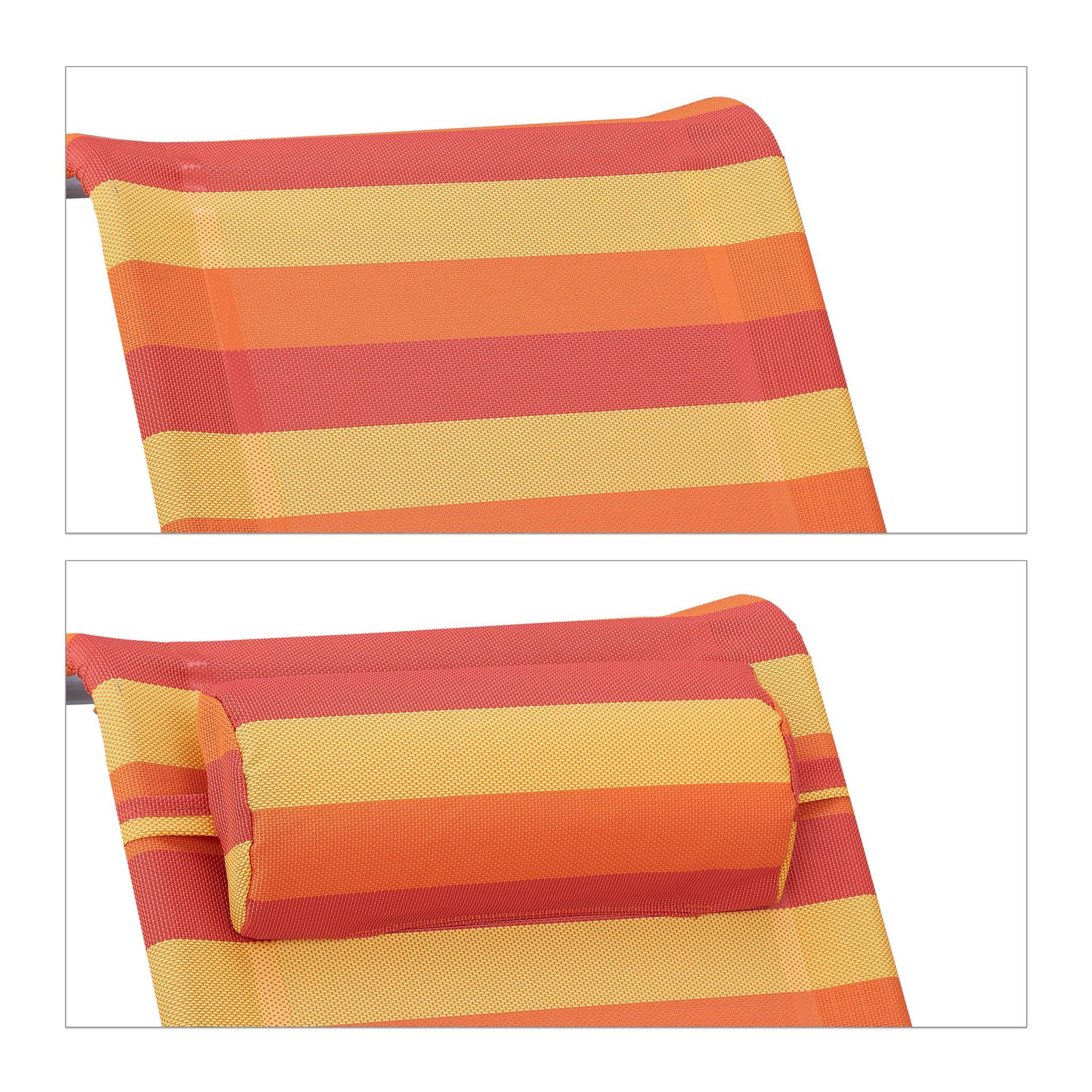 Klappbarer Liegestuhl mit Nackenkissen Gelb-Orange-Rot von Relaxdays