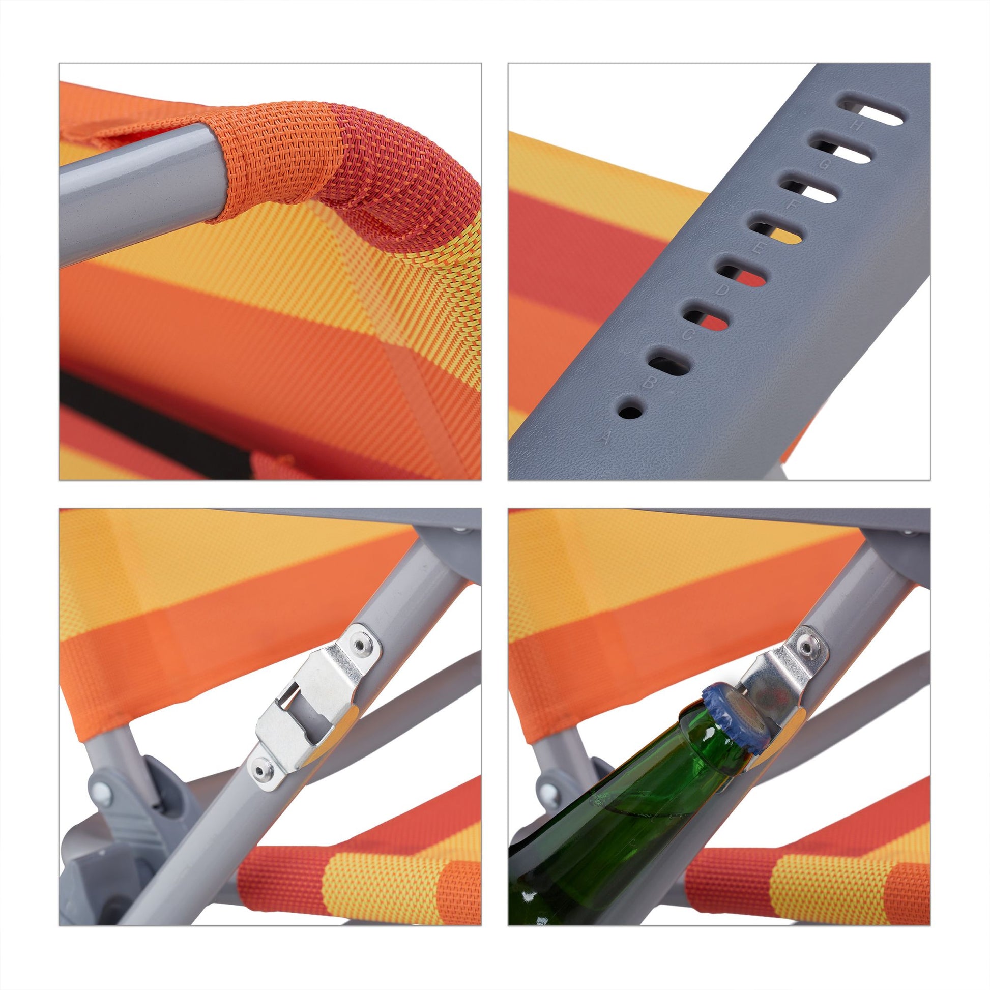 Klappbarer Liegestuhl mit Nackenkissen Gelb-Orange-Rot von Relaxdays