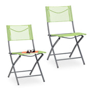 Klappbarer Gartenstuhl 2er-Set grün Grün-Silber von Relaxdays