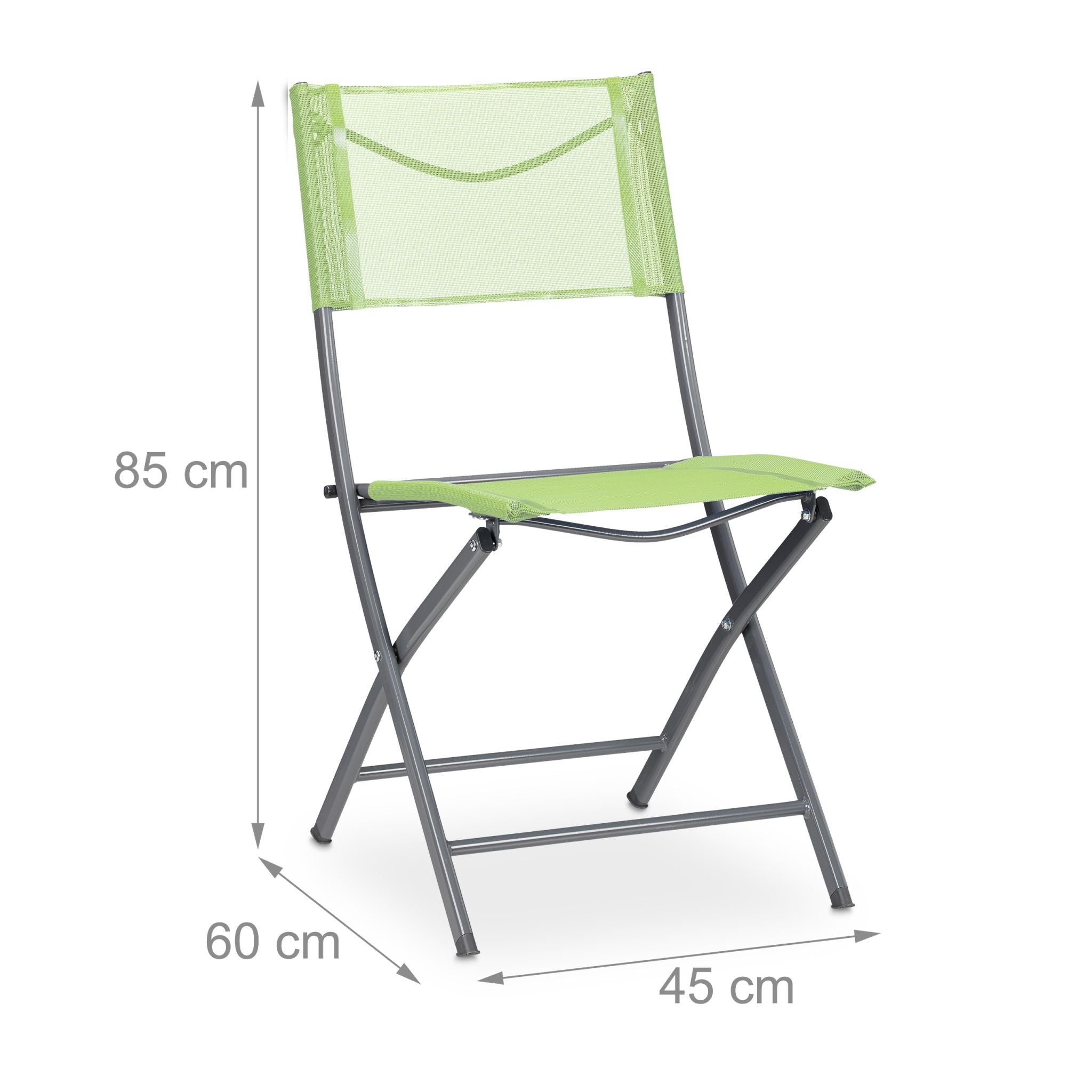 Klappbarer Gartenstuhl 2er-Set grün Grün-Silber von Relaxdays