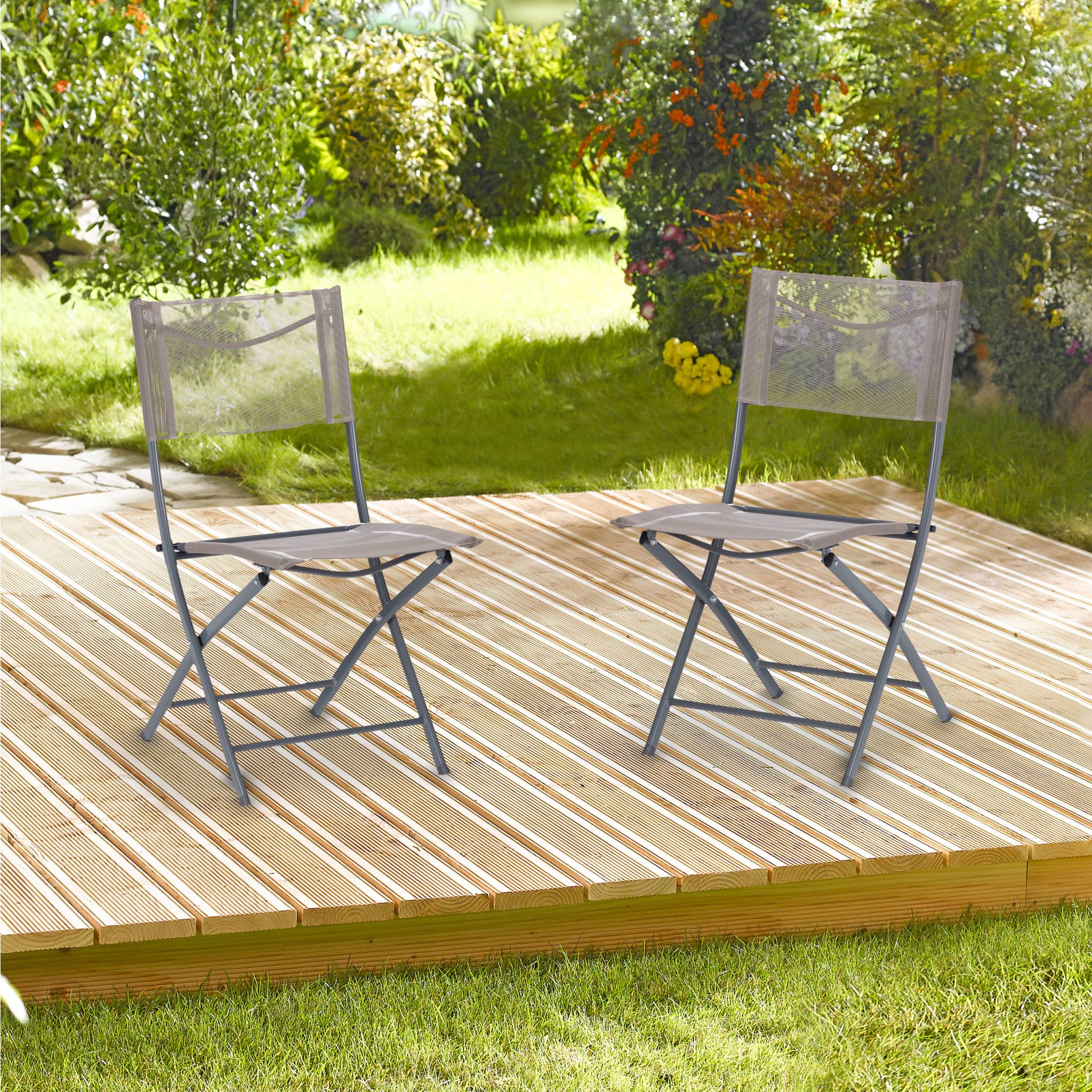 Gartenstuhl klappbar 2er-Set Creme-Silber von Relaxdays
