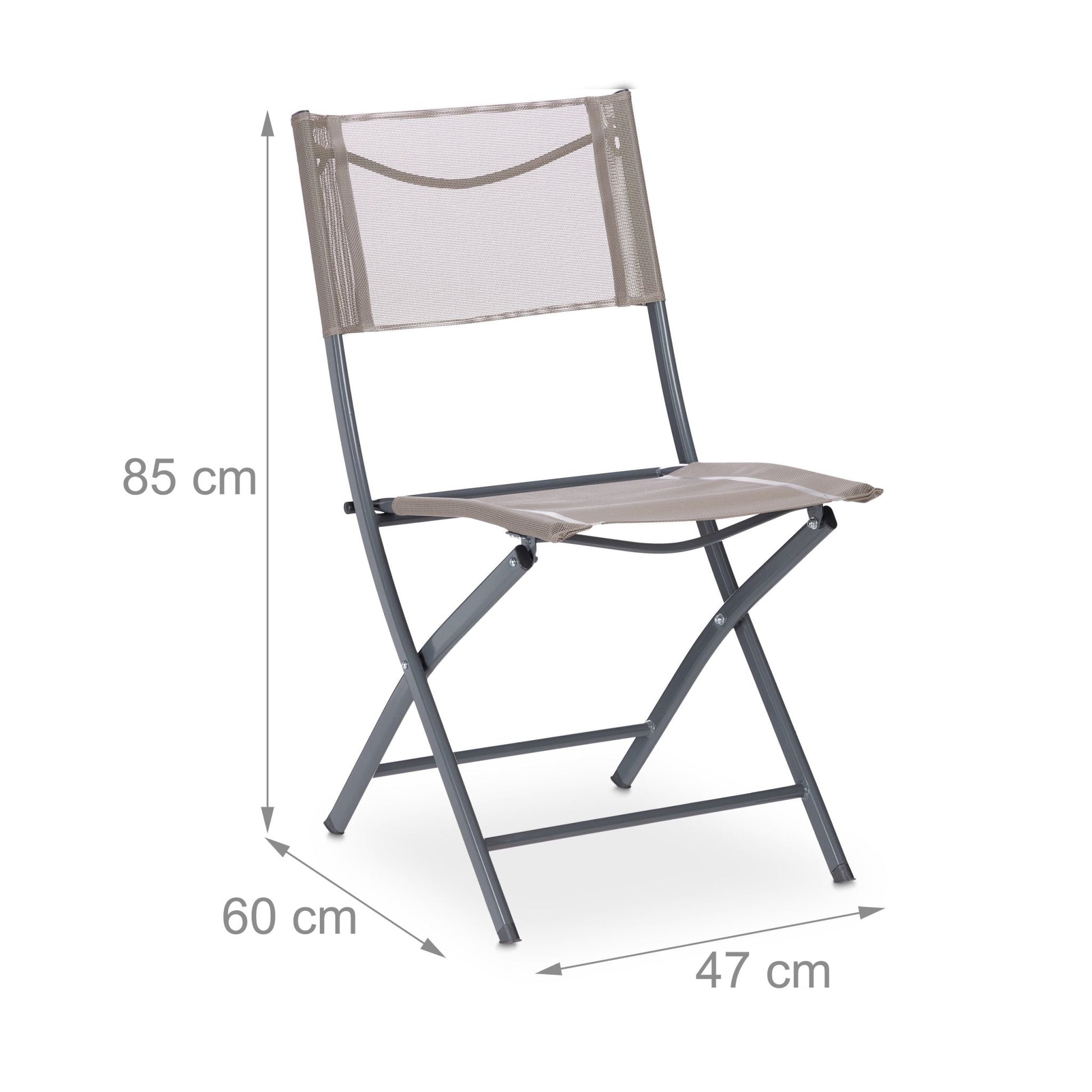 Gartenstuhl klappbar 2er-Set Creme-Silber von Relaxdays