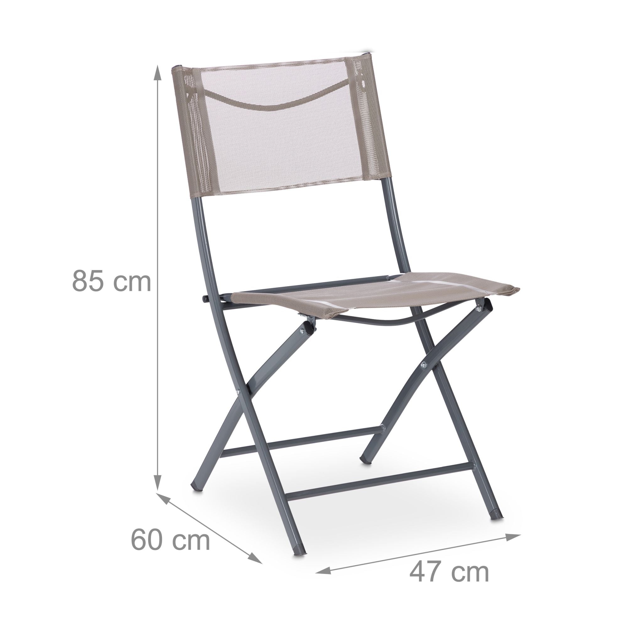 Gartenstuhl klappbar 2er-Set Creme-Silber von Relaxdays