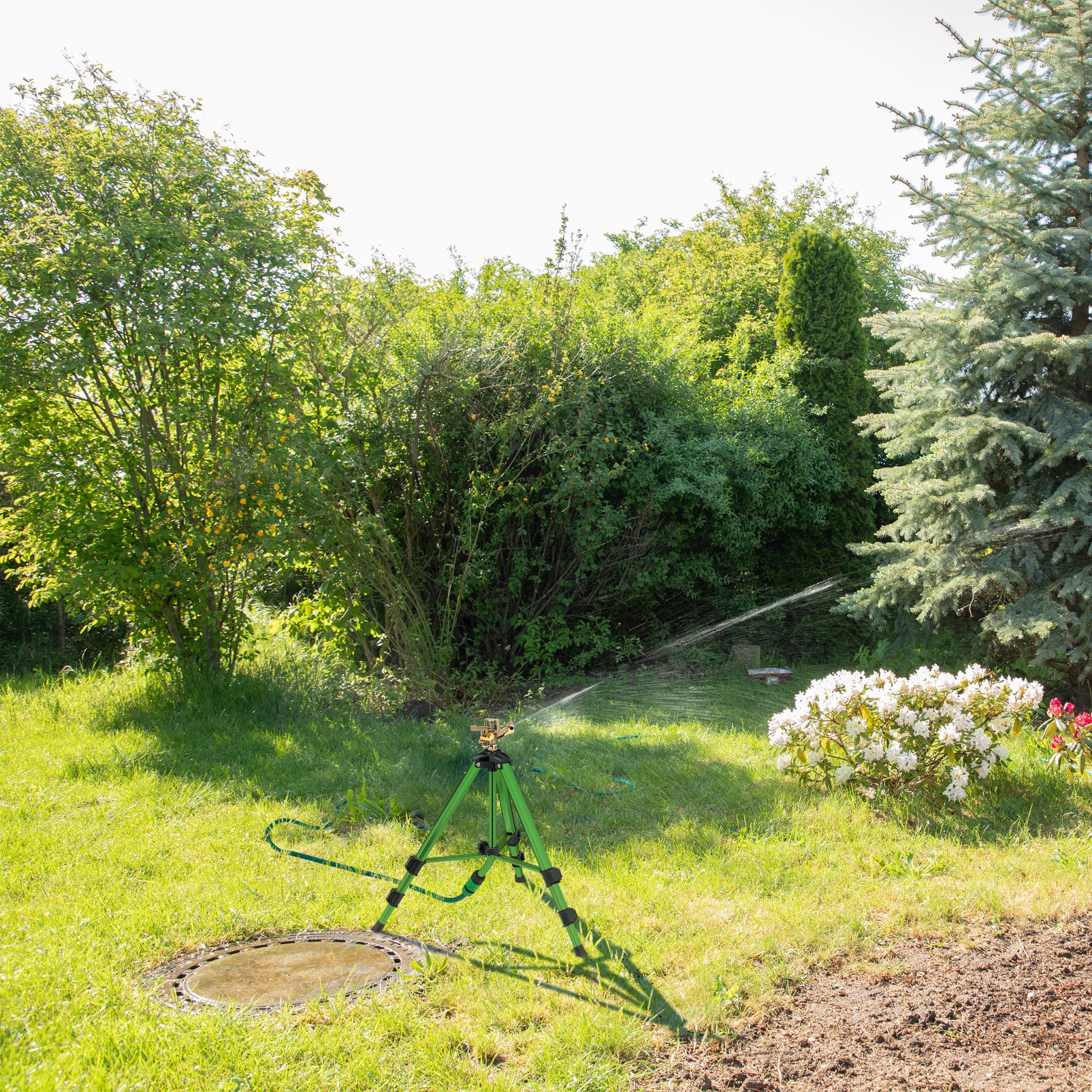 Sprinkler auf Teleskop-Stativ Grün-Schwarz-Grau von Relaxdays