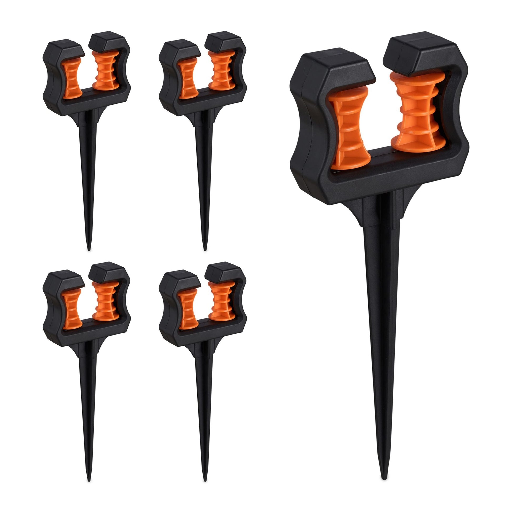 Schlauchführung mit Erdanker 5er-Set Orange-Schwarz von Relaxdays