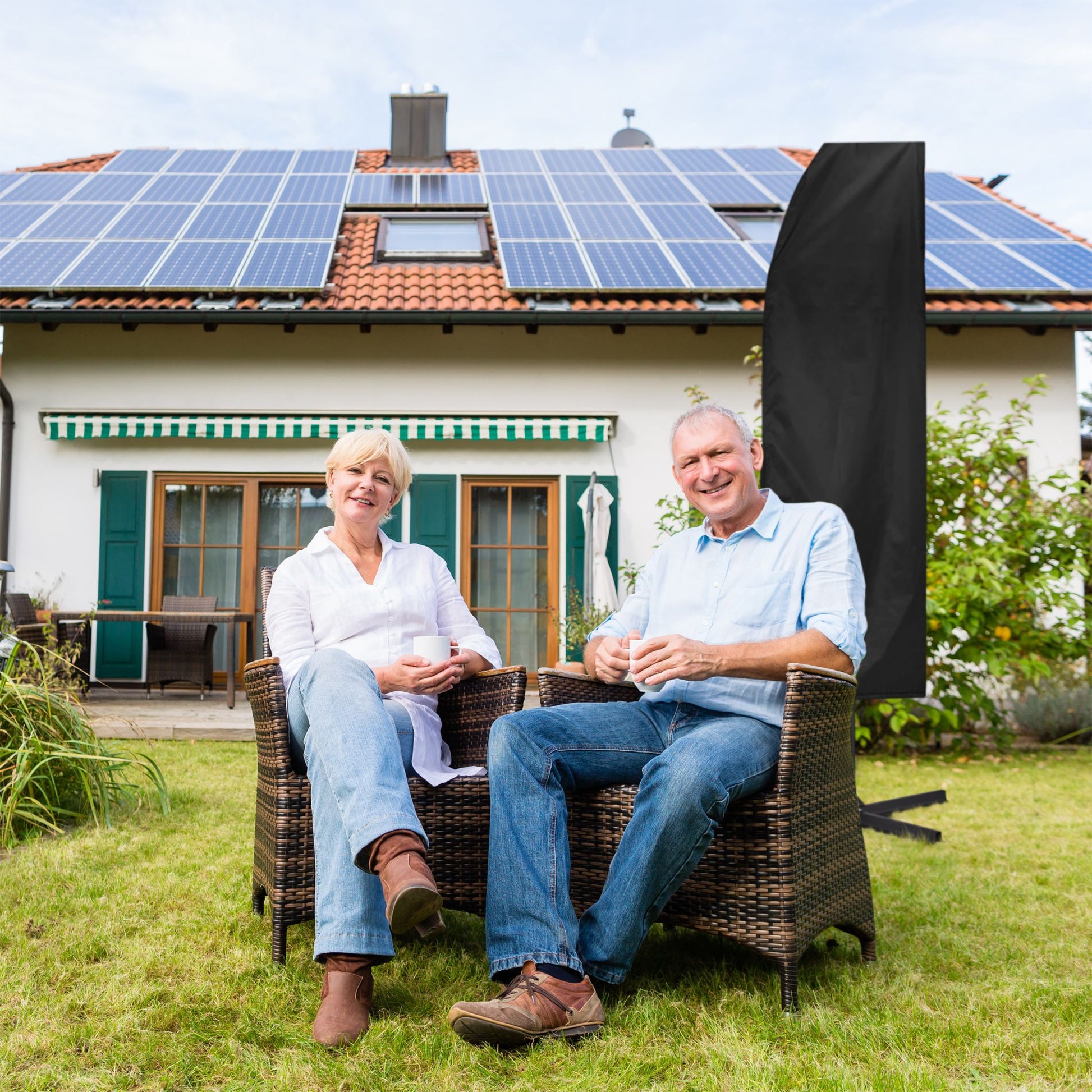 Sonnenschirm Schutzhülle Schwarz von Relaxdays
