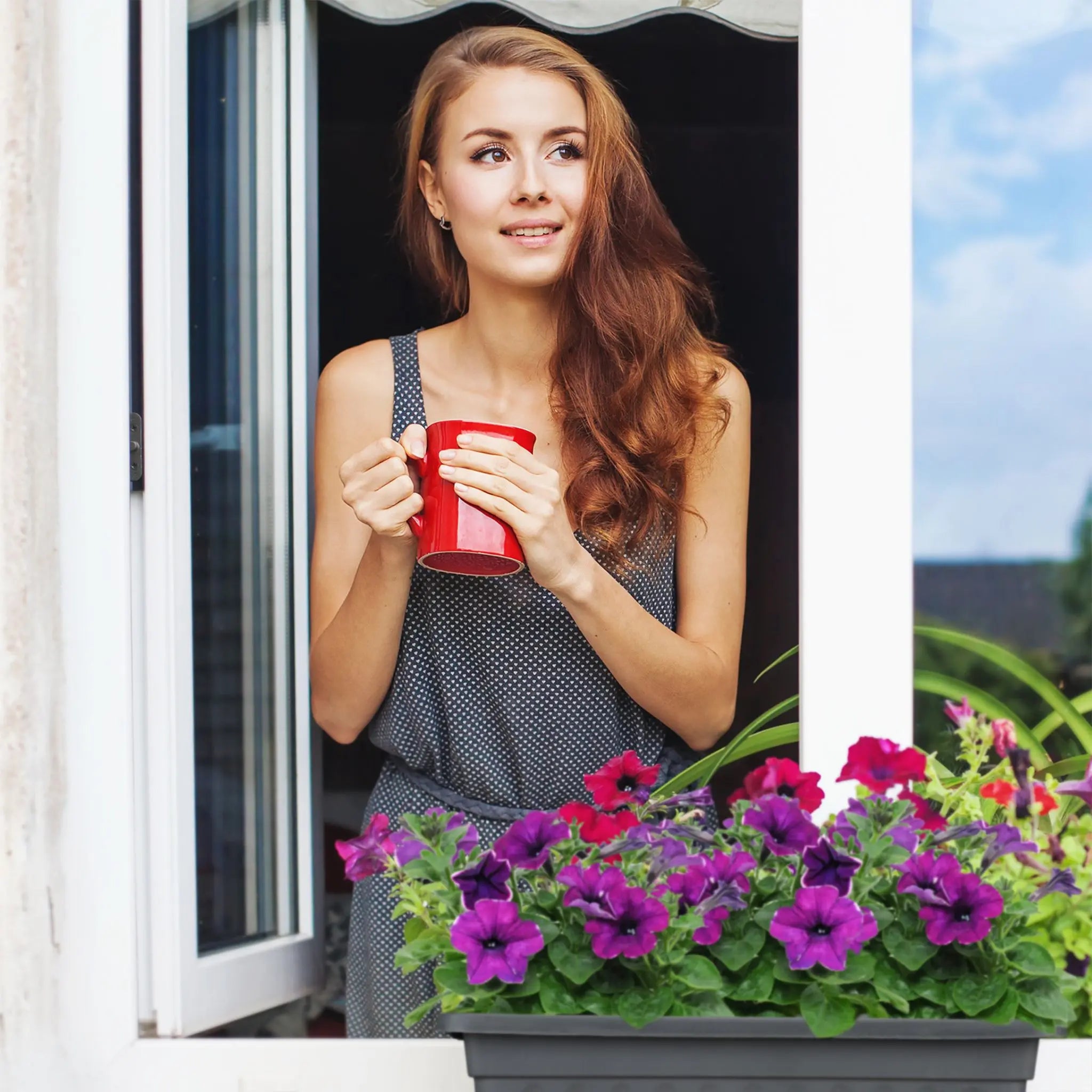 Blumenkasten 4er-Set schmal Anthrazit von Relaxdays