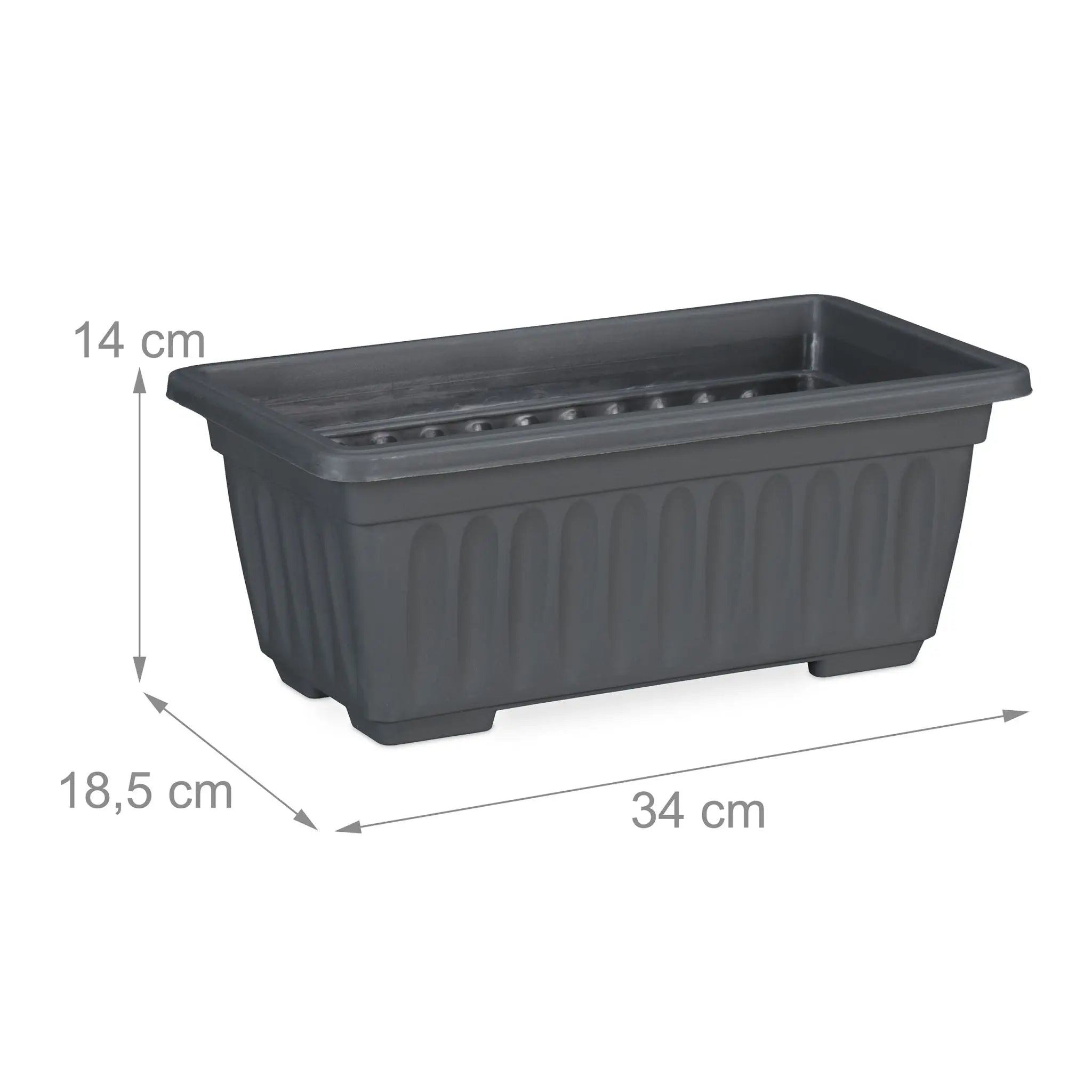 Blumenkasten 4er-Set schmal Anthrazit von Relaxdays