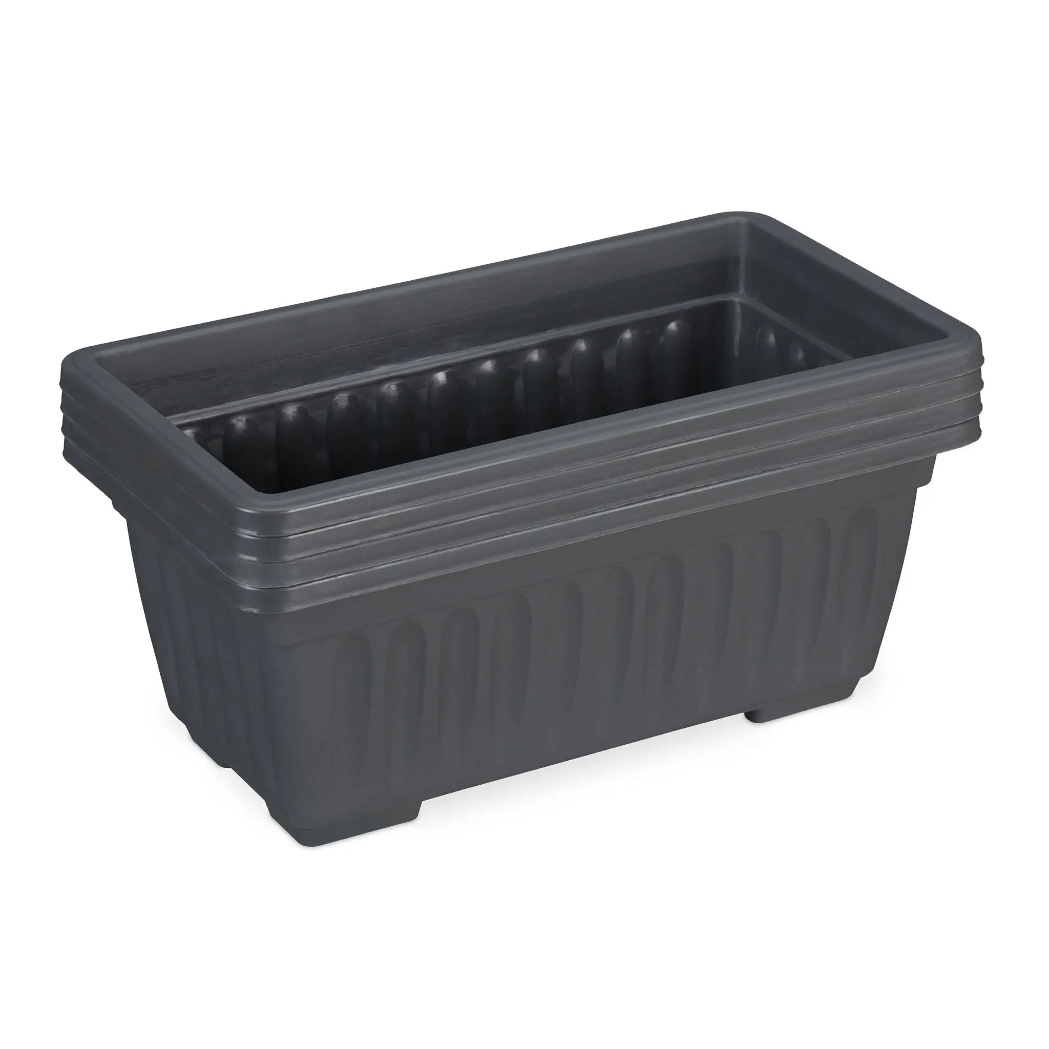 Blumenkasten 4er-Set schmal Anthrazit von Relaxdays