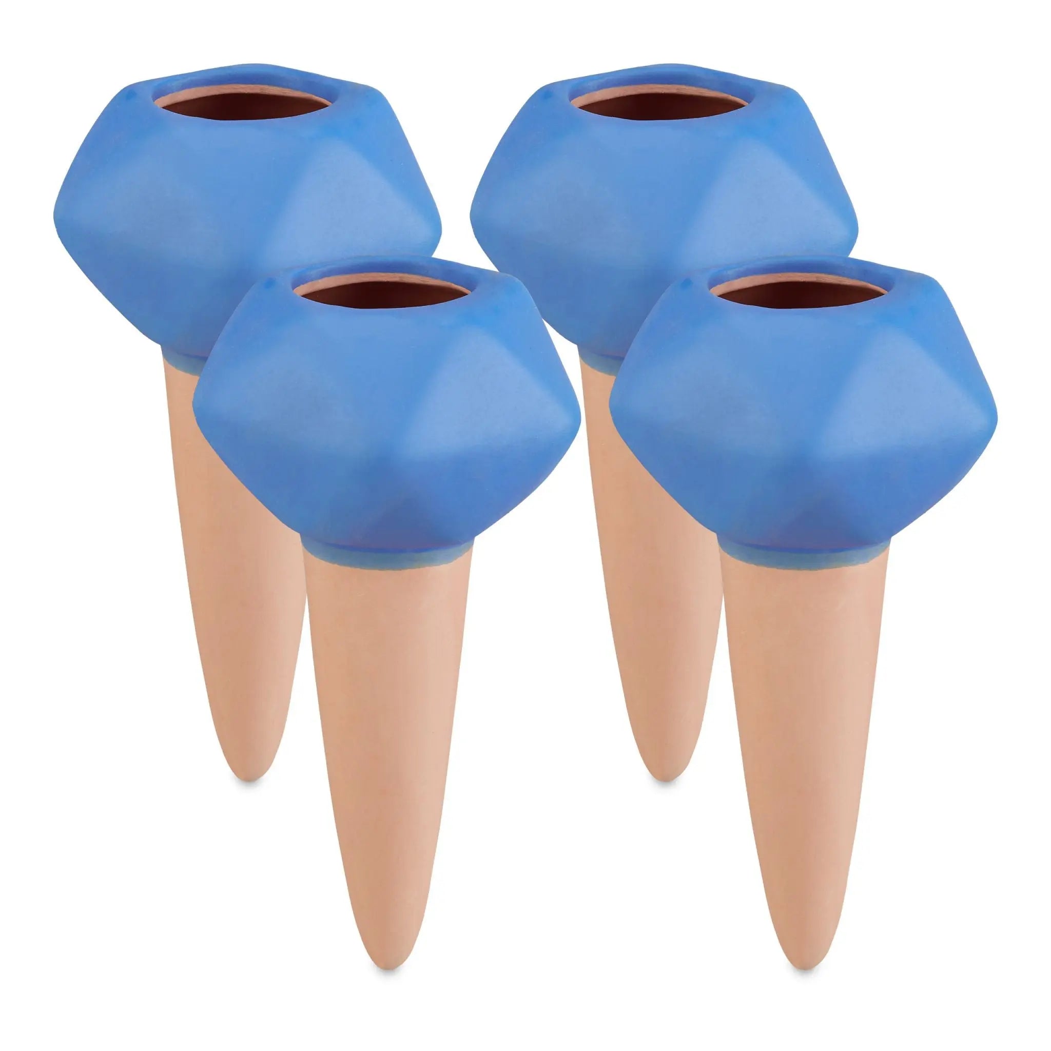Bewässerungskugeln Ton 4er-Set Blau-Hellbraun von Relaxdays
