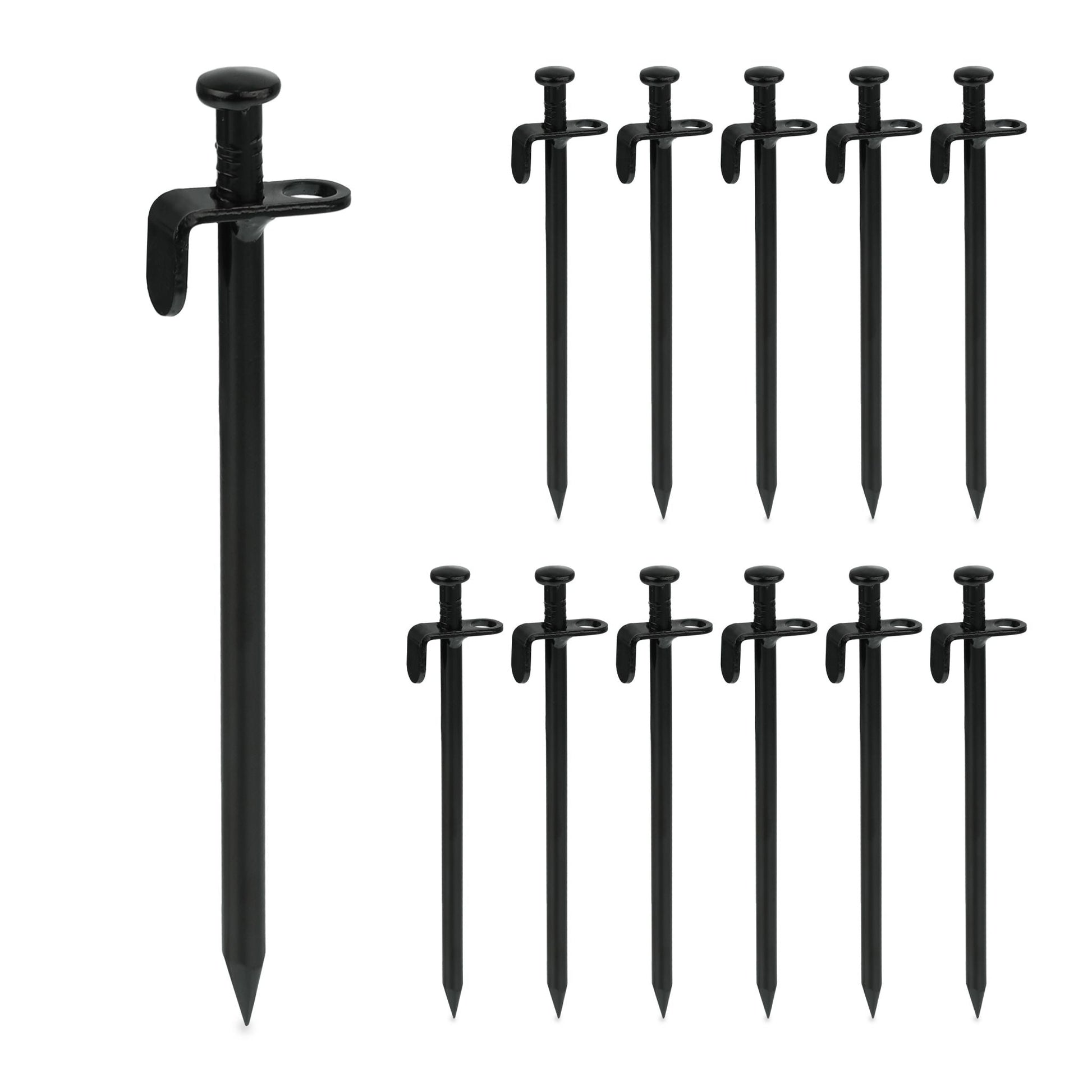 Felsbodenheringe 12er-Set Schwarz von Relaxdays