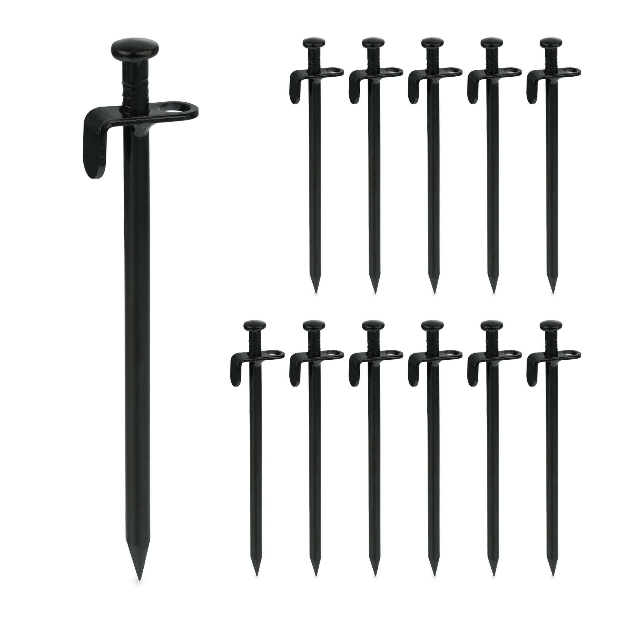 Felsbodenheringe 12er-Set Schwarz von Relaxdays
