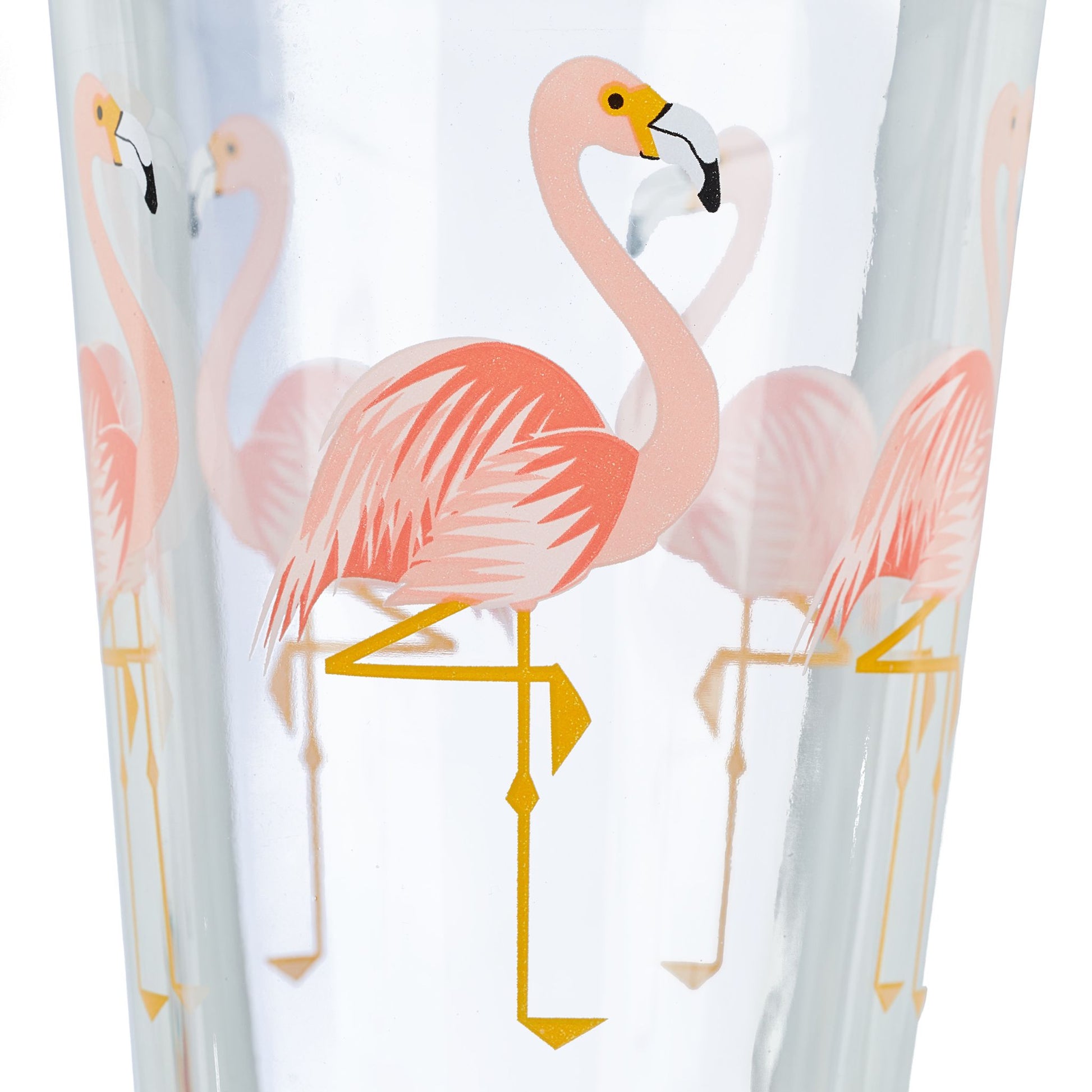 Glasbecher Flamingo 4er-Set Rosa-Schwarz-Transparent von Relaxdays