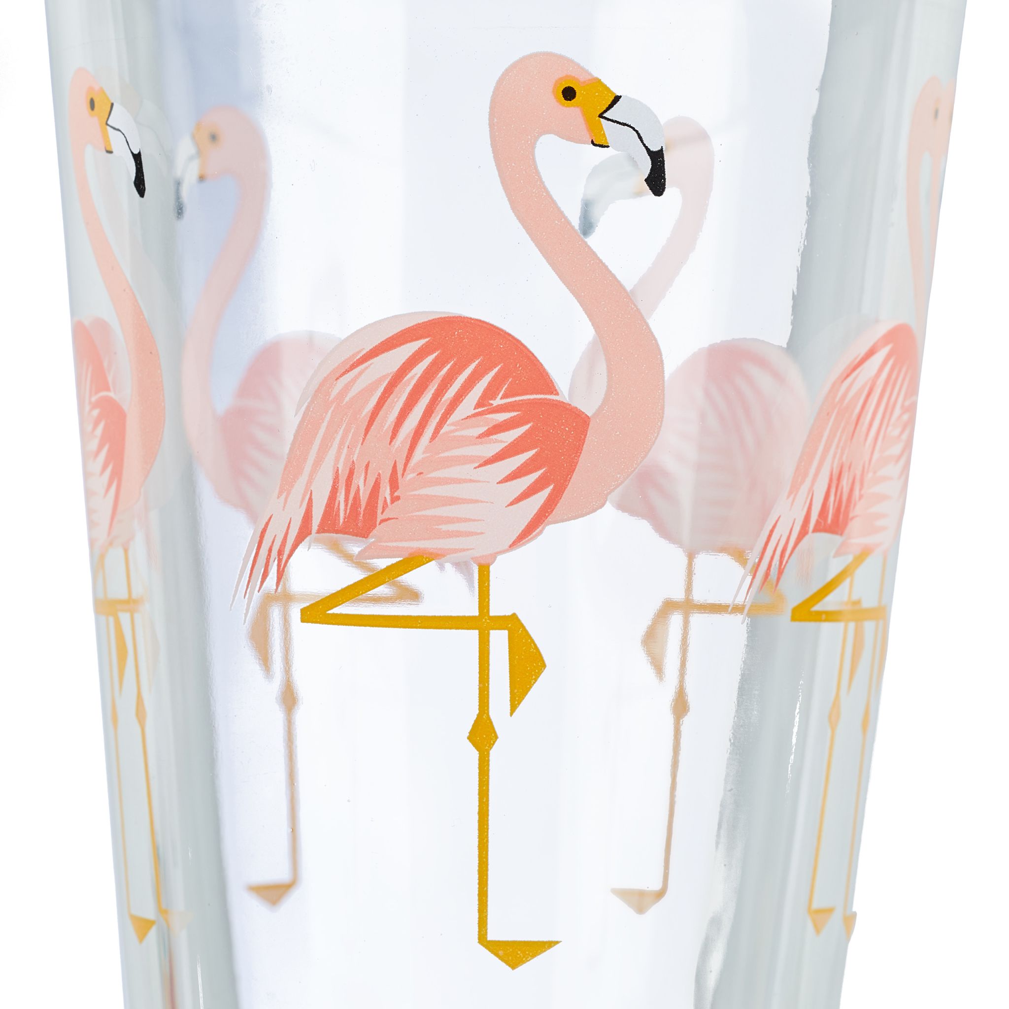 Glasbecher Flamingo 4er-Set Rosa-Schwarz-Transparent von Relaxdays