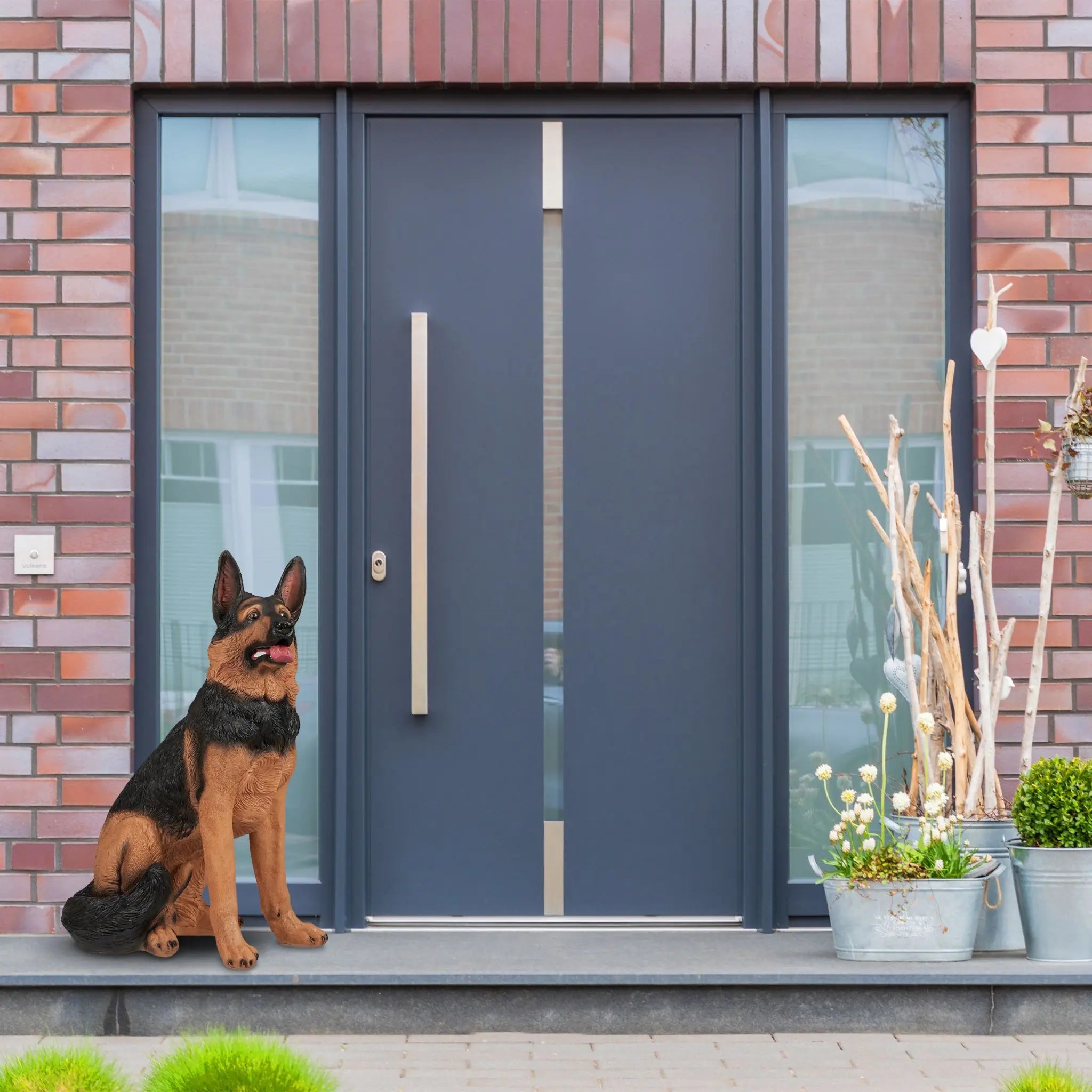 Lebensgrosse Schäferhund Figur Hellbraun-Rot-Schwarz von Relaxdays
