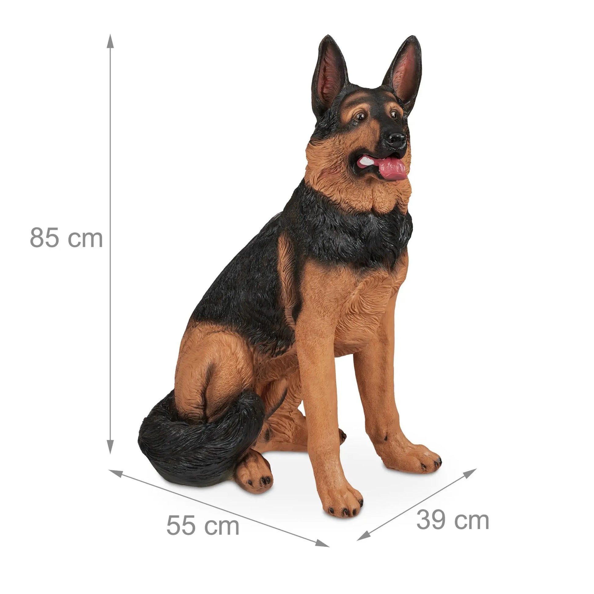 Lebensgrosse Schäferhund Figur Hellbraun-Rot-Schwarz von Relaxdays