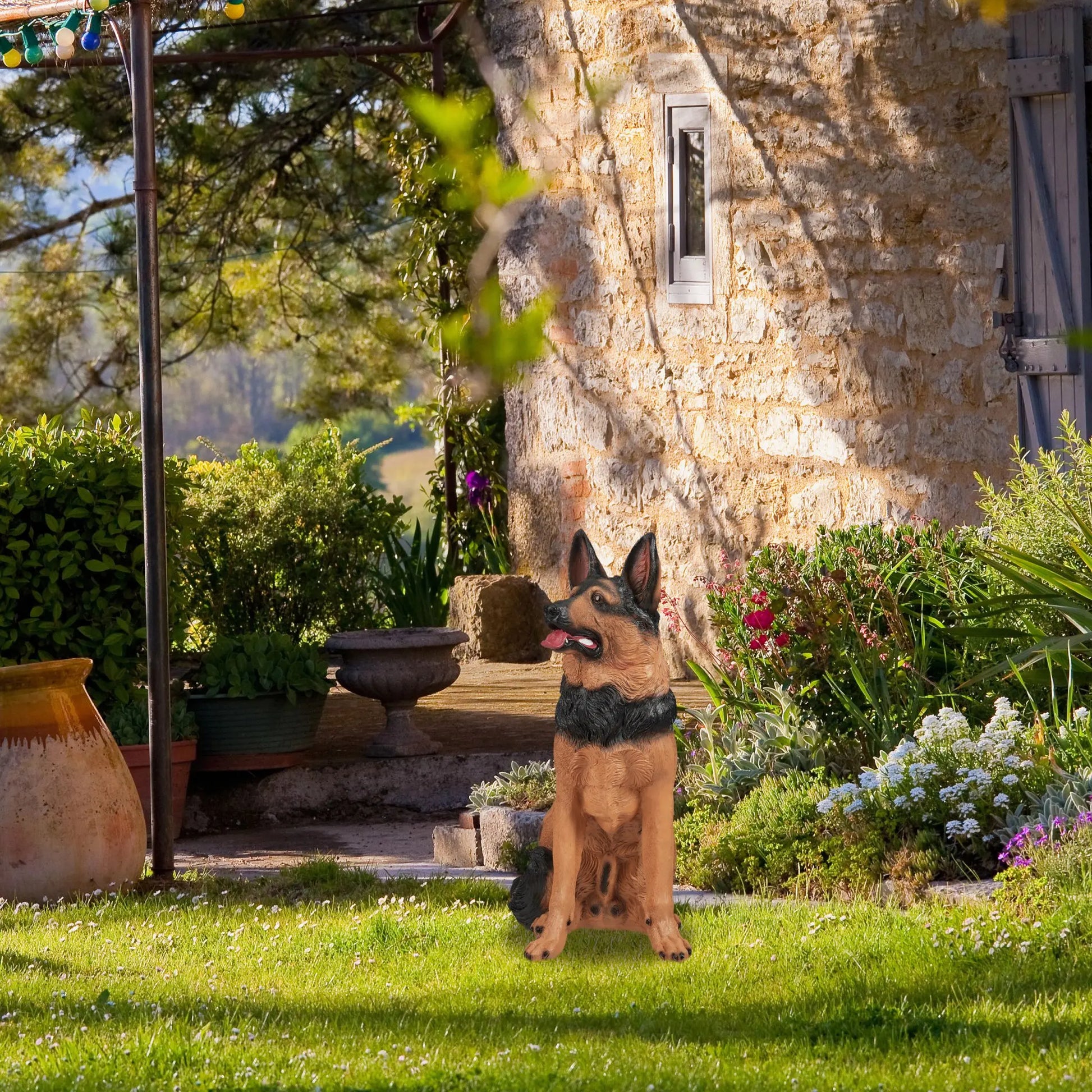 Lebensgrosse Schäferhund Figur Hellbraun-Rot-Schwarz von Relaxdays