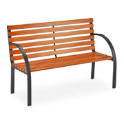 Gartenbank Holz & Metall Braun-Schwarz von Relaxdays