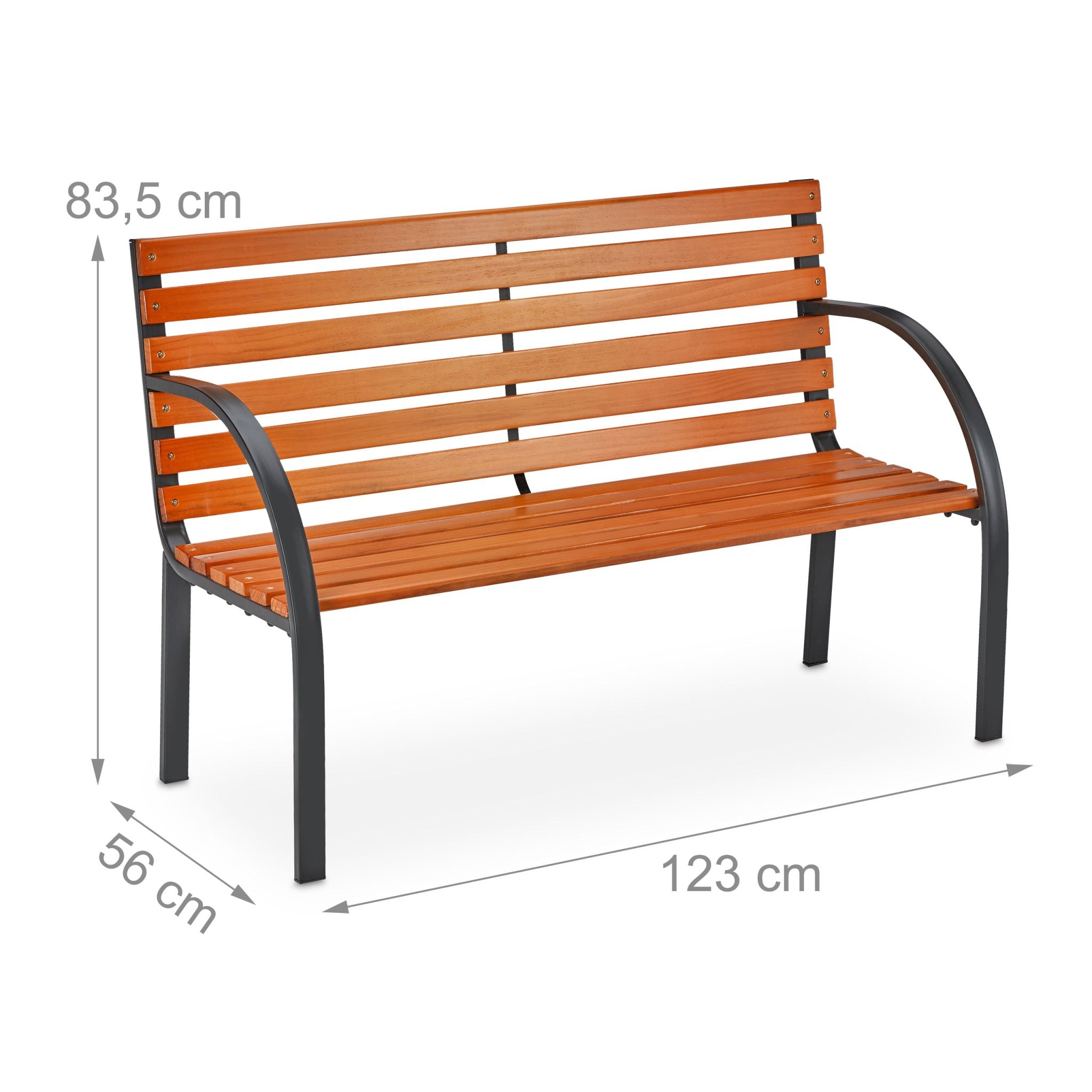 Gartenbank Holz & Metall Braun-Schwarz von Relaxdays