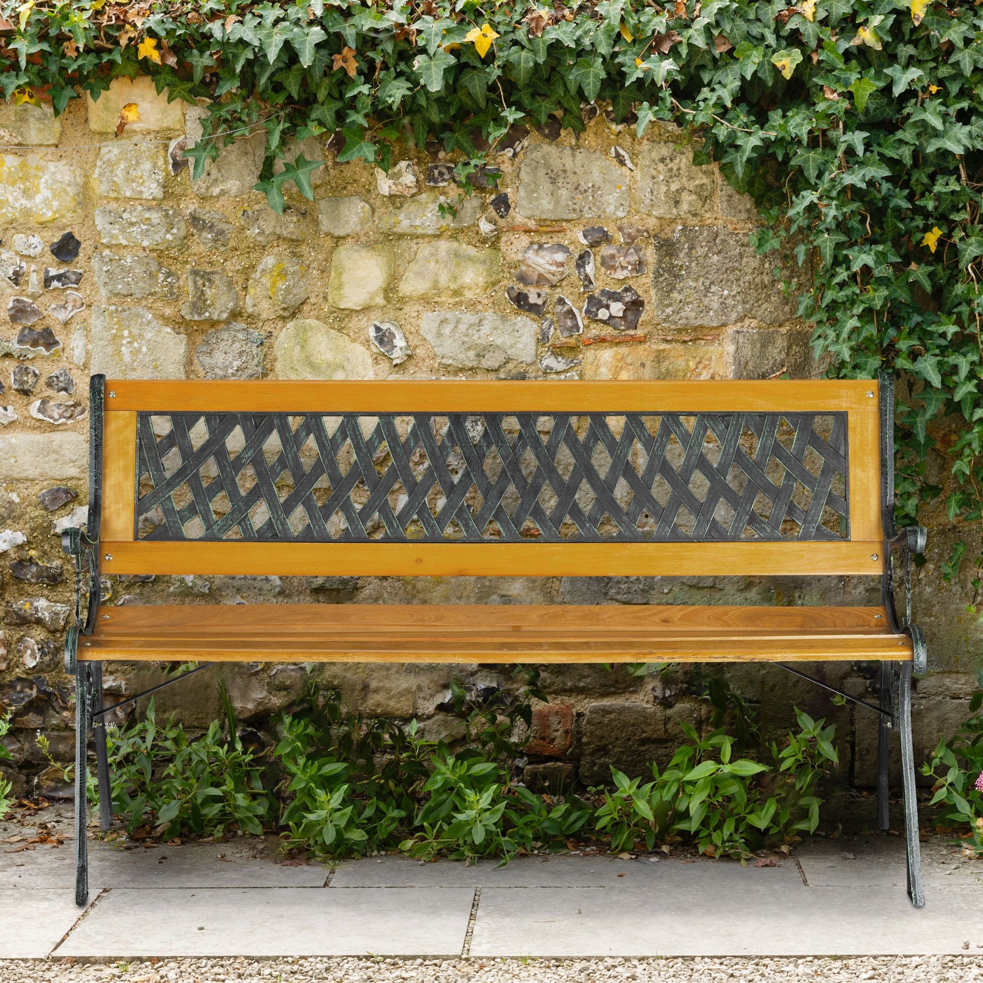 Gartenbank Flechtoptik Dunkelgrün-Hellbraun von Relaxdays