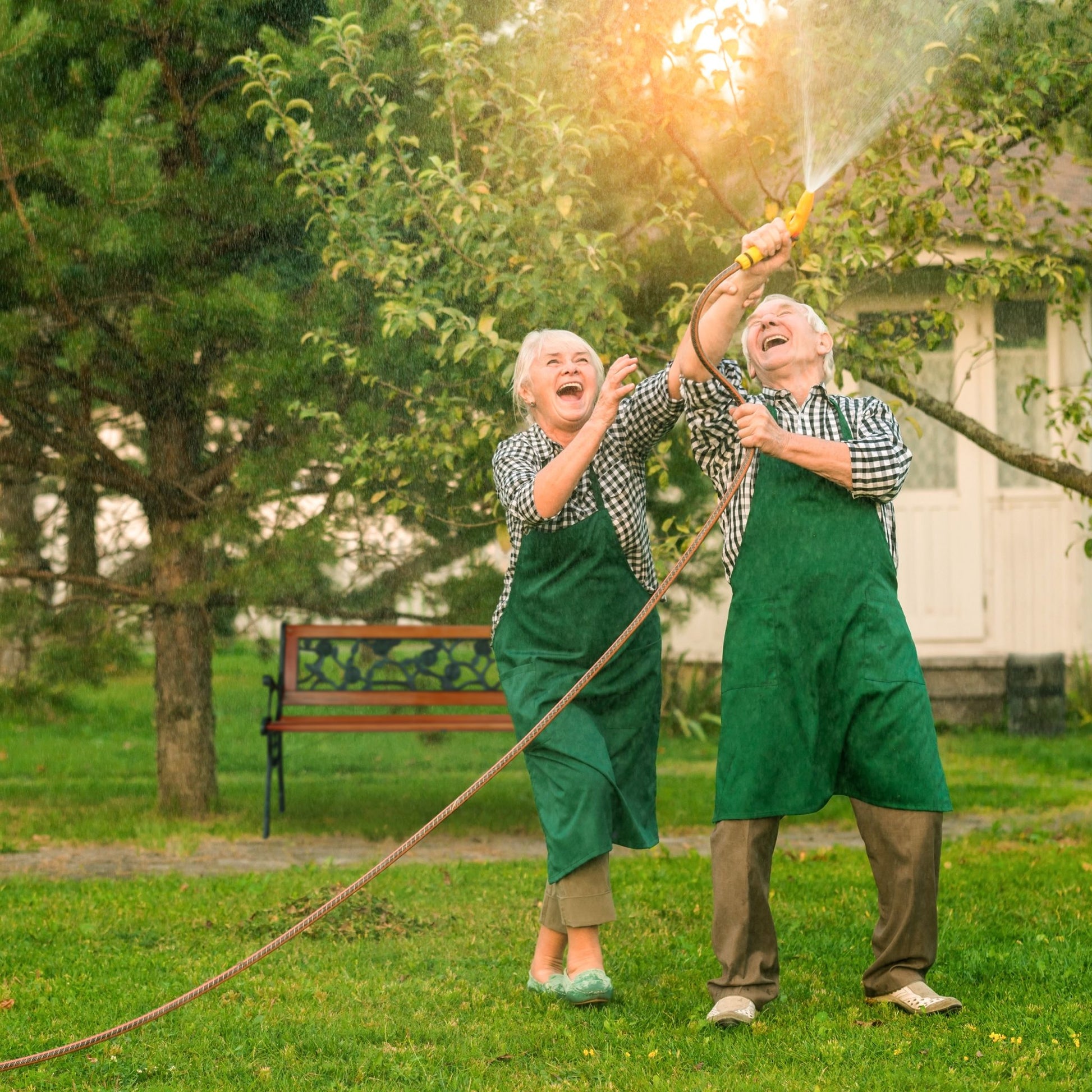 Gartenbank mit Rosenmuster Braun-Dunkelgrün von Relaxdays