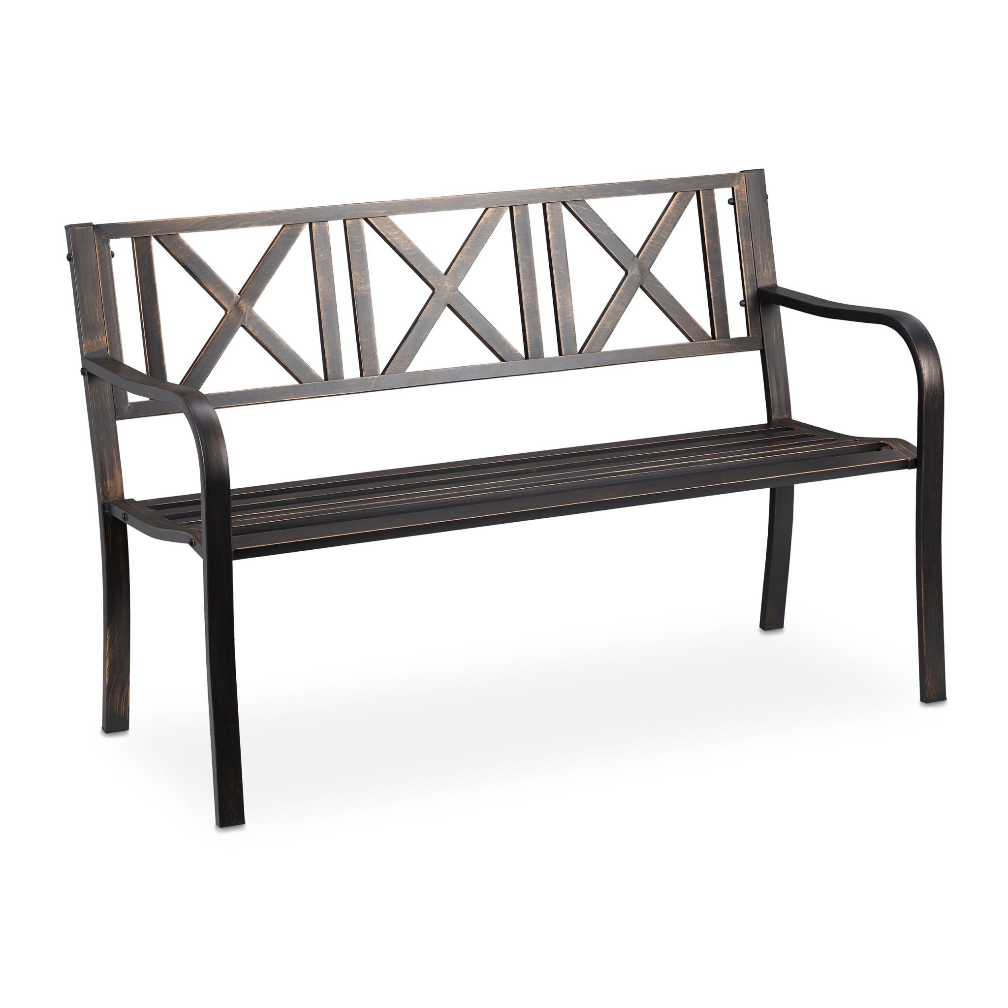 Gartenbank Metall Gold-Schwarz von Relaxdays