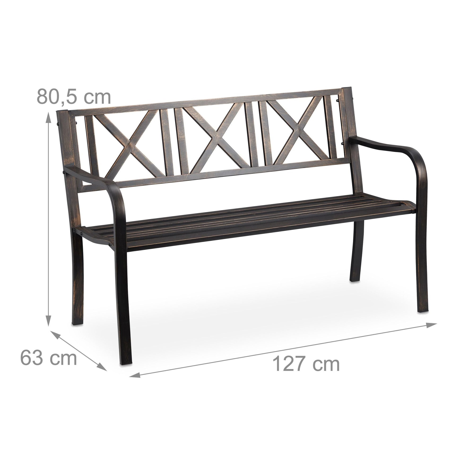 Gartenbank Metall Gold-Schwarz von Relaxdays