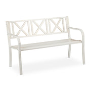 Gartenbank Metall Weiss-Gold von Relaxdays