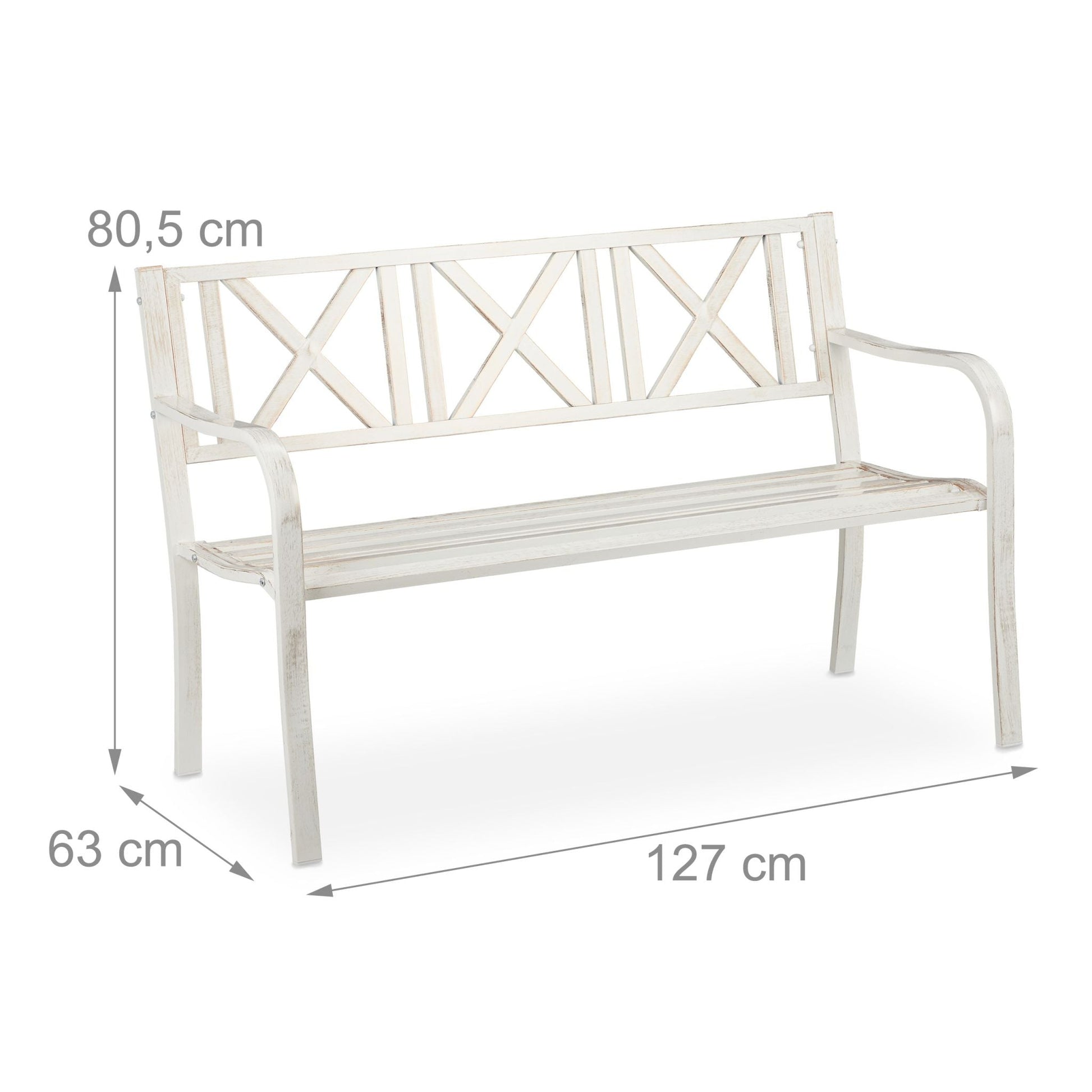 Gartenbank Metall Weiss-Gold von Relaxdays
