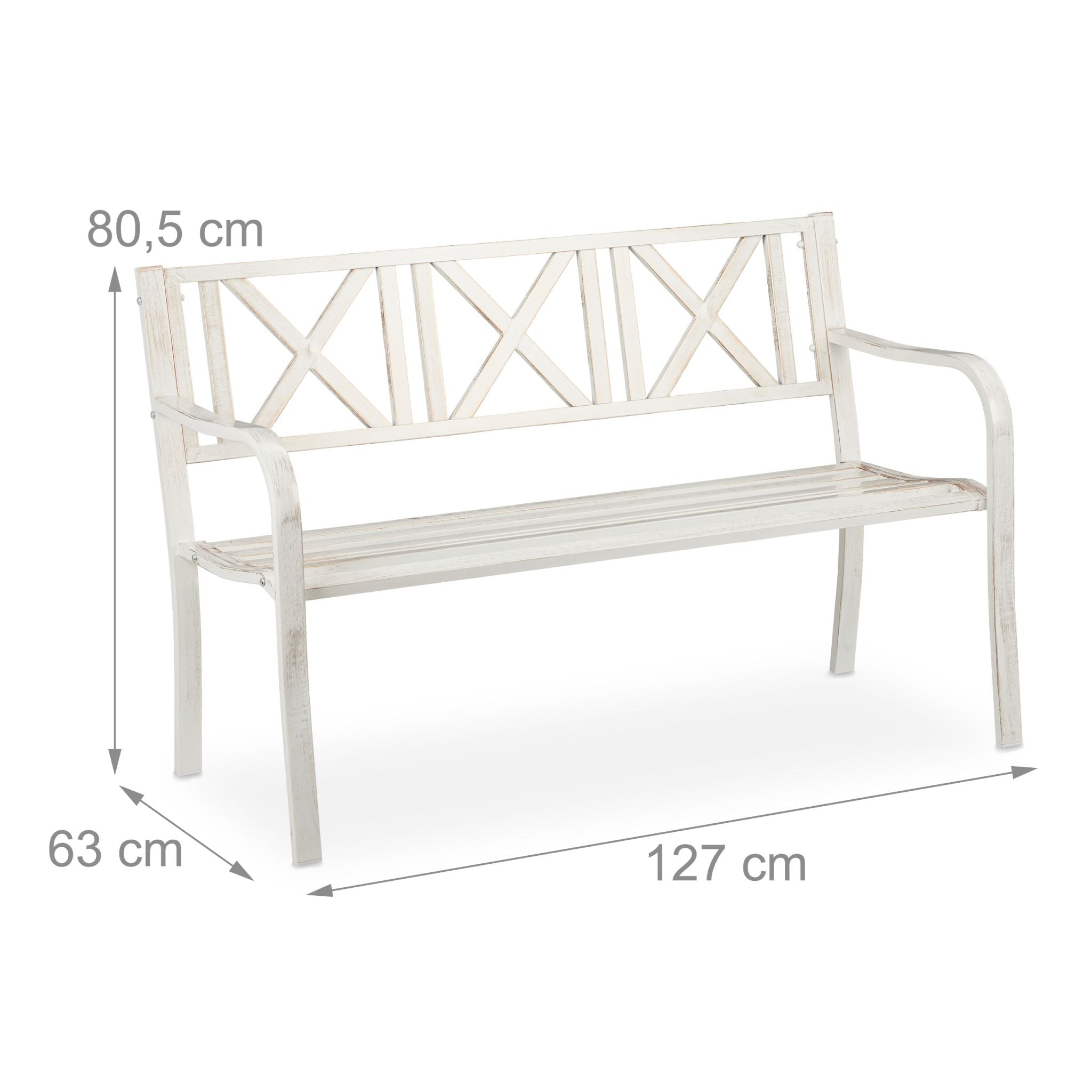 Gartenbank Metall Weiss-Gold von Relaxdays