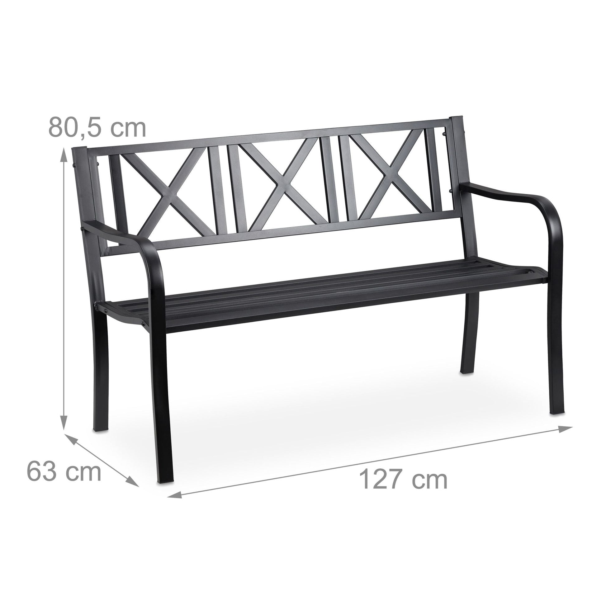 Gartenbank Metall Schwarz von Relaxdays