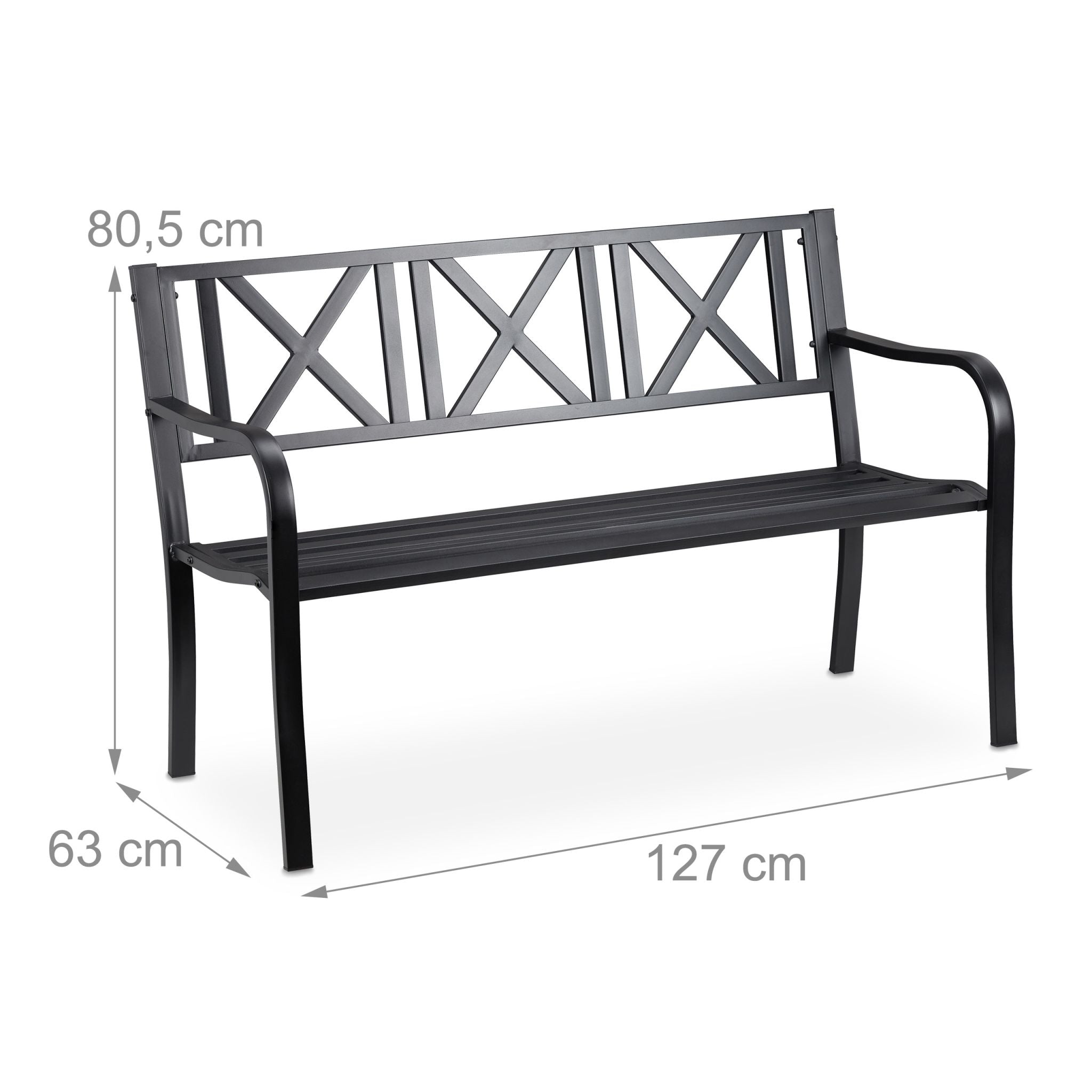 Gartenbank Metall Schwarz von Relaxdays