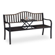 Gartenbank mit Klapptisch Gold-Schwarz von Relaxdays