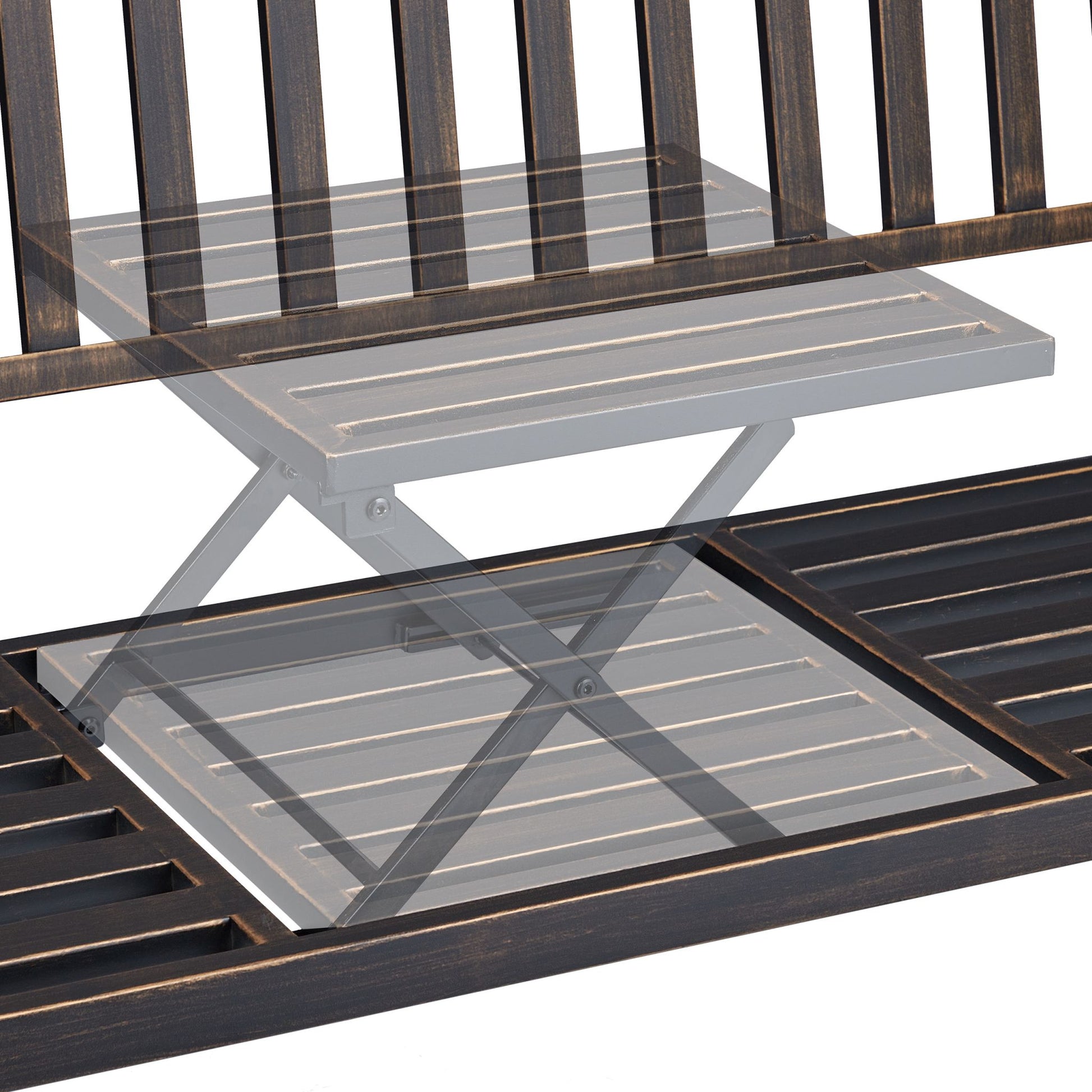 Gartenbank mit Klapptisch Gold-Schwarz von Relaxdays