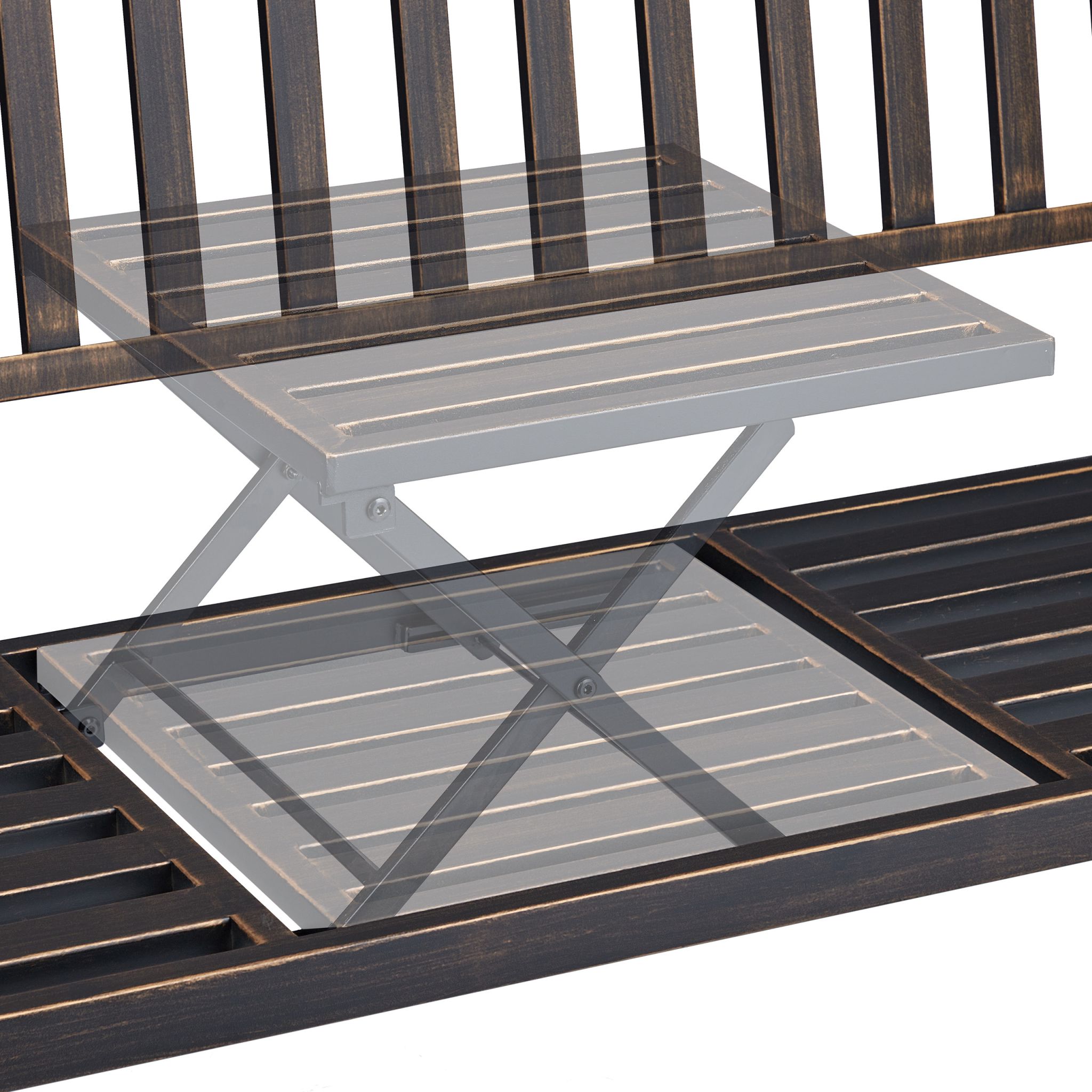 Gartenbank mit Klapptisch Gold-Schwarz von Relaxdays