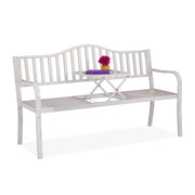 Gartenbank mit Klapptisch Weiss-Gold von Relaxdays