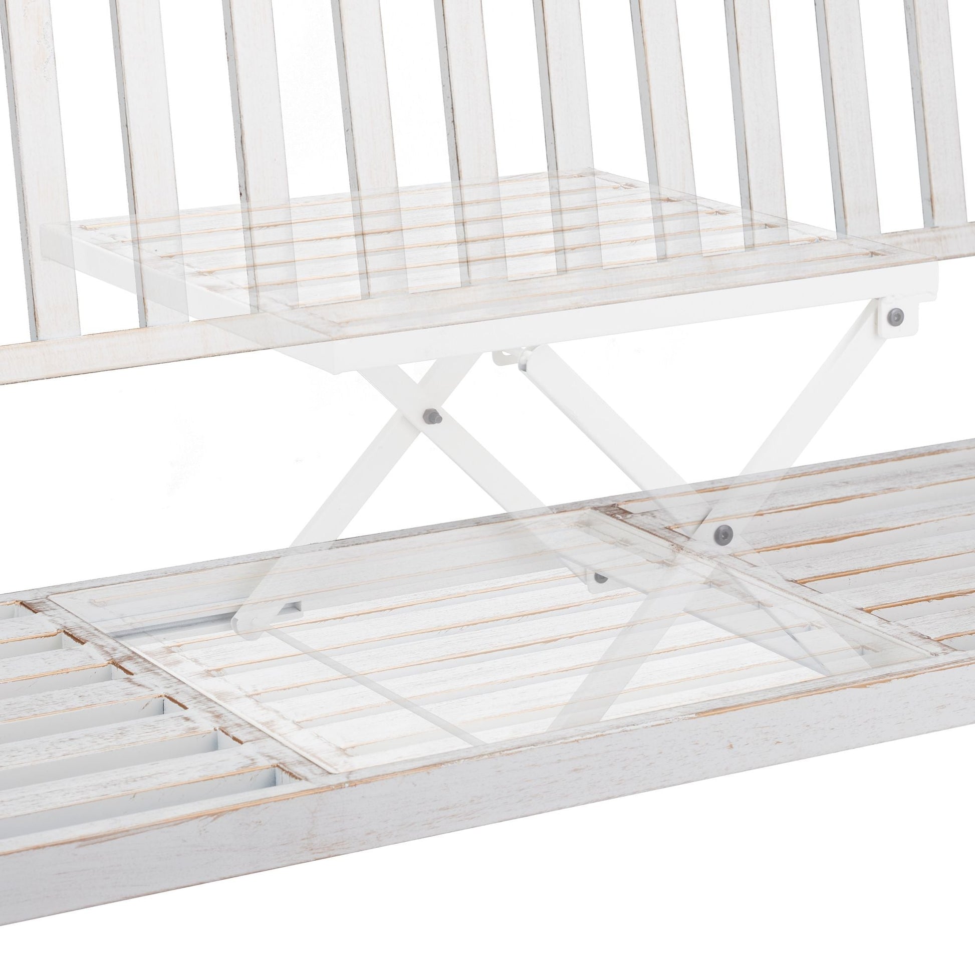 Gartenbank mit Klapptisch Weiss-Gold von Relaxdays