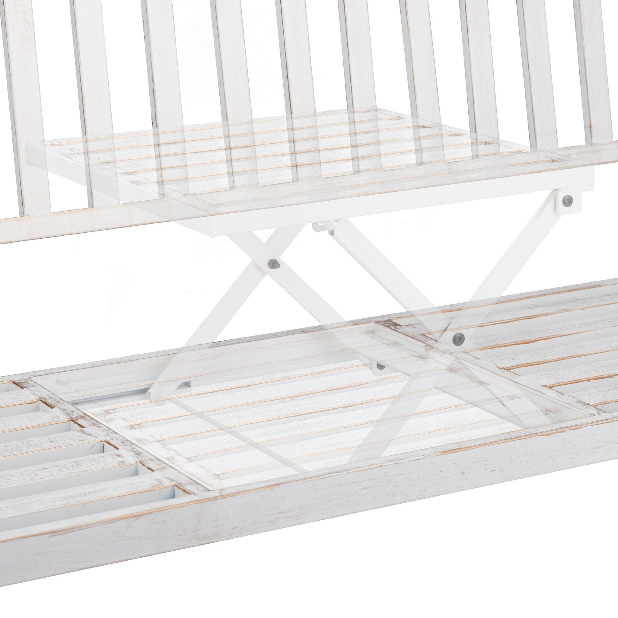 Gartenbank mit Klapptisch Weiss-Gold von Relaxdays