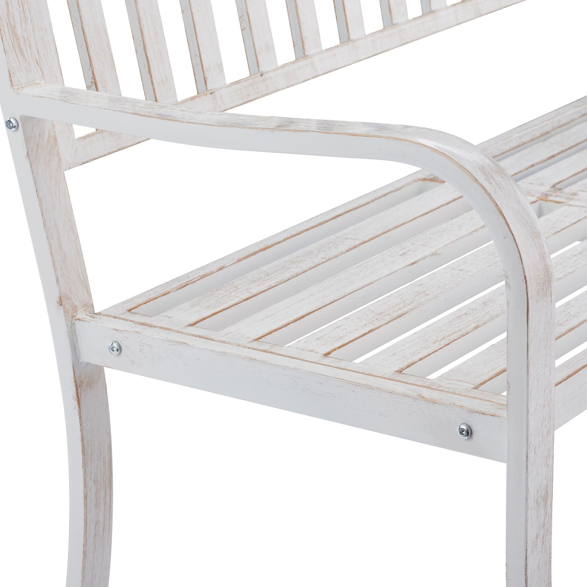 Gartenbank mit Klapptisch Weiss-Gold von Relaxdays