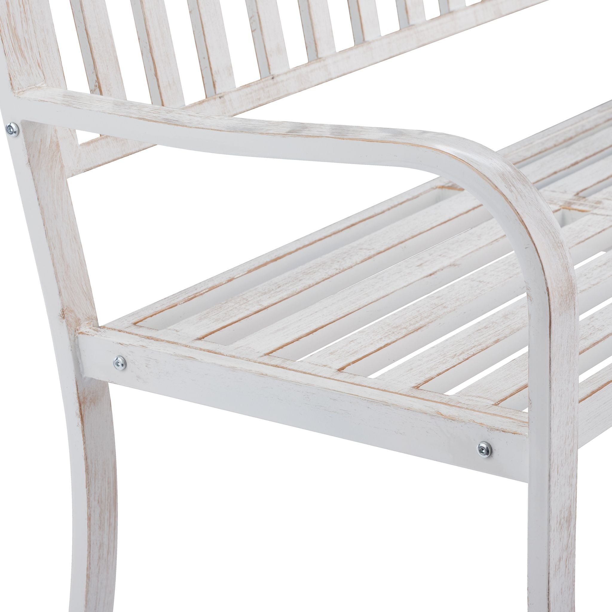 Gartenbank mit Klapptisch Weiss-Gold von Relaxdays