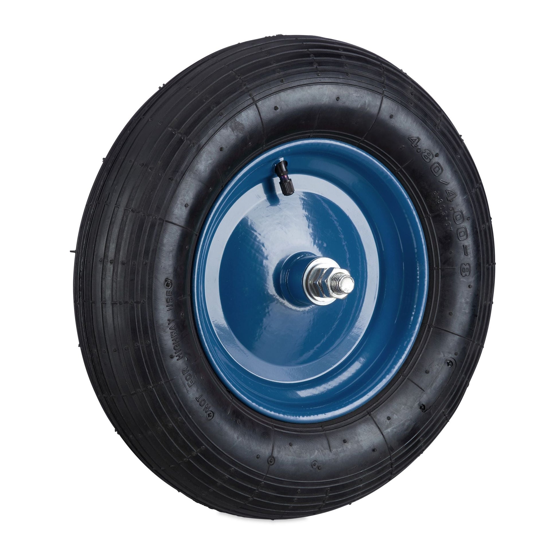 Schubkarrenrad 4.80 4.00-8 mit Achse Blau-Schwarz von Relaxdays