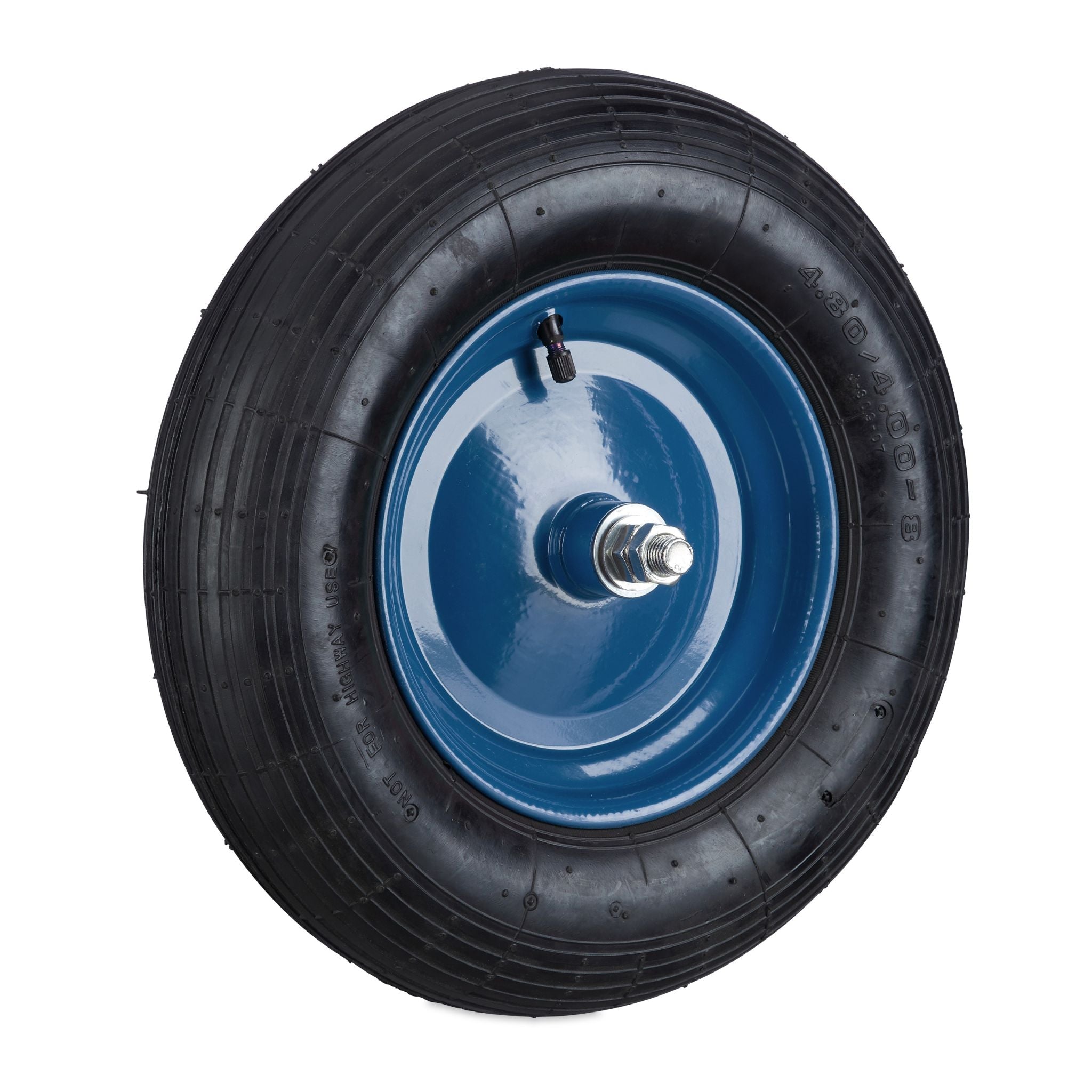Schubkarrenrad 4.80 4.00-8 mit Achse Blau-Schwarz von Relaxdays