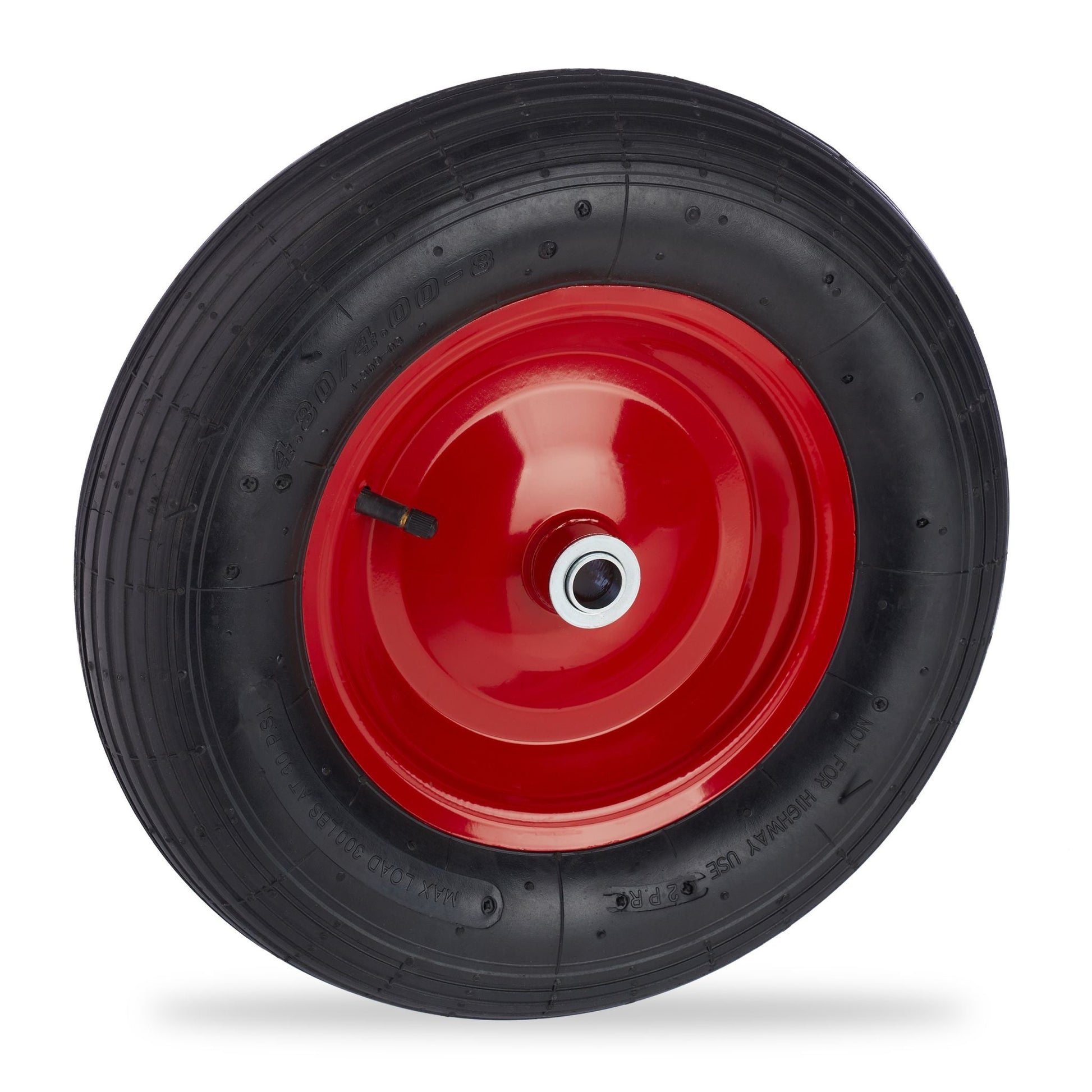 Luftbereiftes Schubkarrenrad 4.80 4.00-8 Rot-Schwarz von Relaxdays