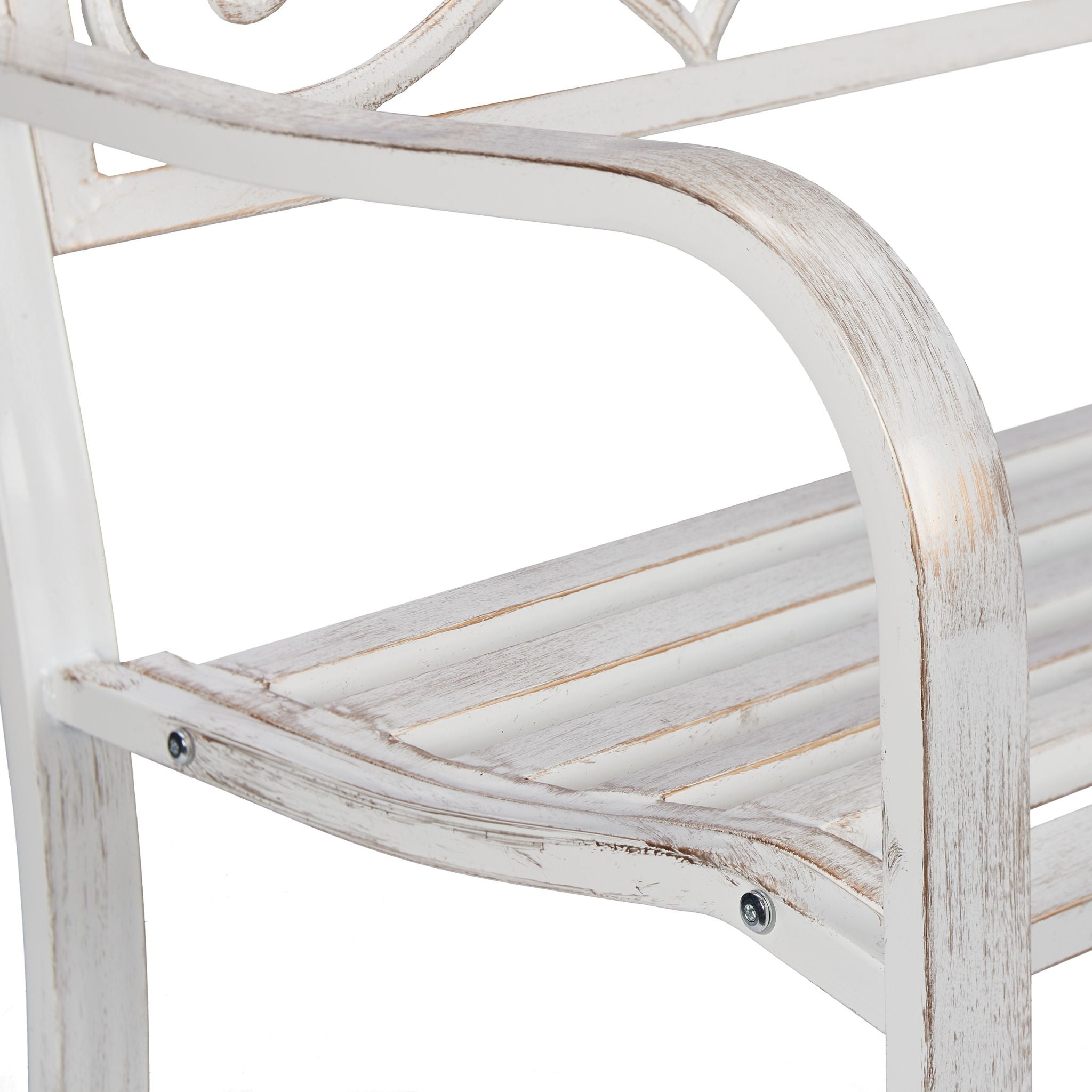 Gartenbank Metall Weiss-Braun von Relaxdays