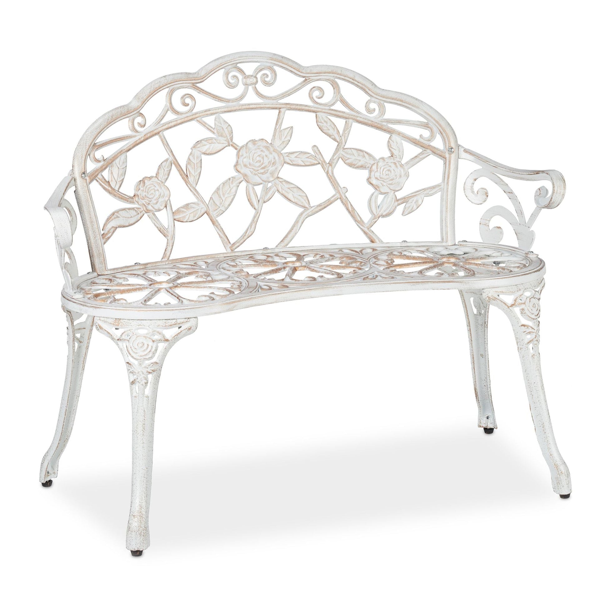 Rosen Gartenbank weiss-bronze Weiss-Kupfer-Schwarz von Relaxdays