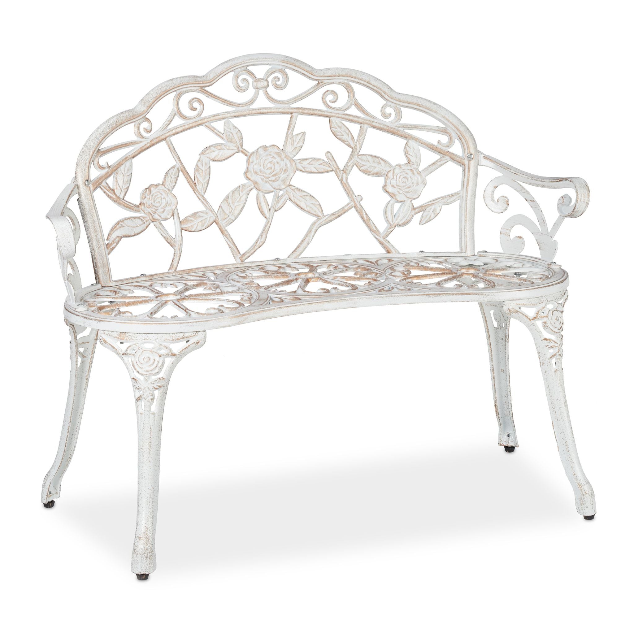 Rosen Gartenbank weiss-bronze Weiss-Kupfer-Schwarz von Relaxdays