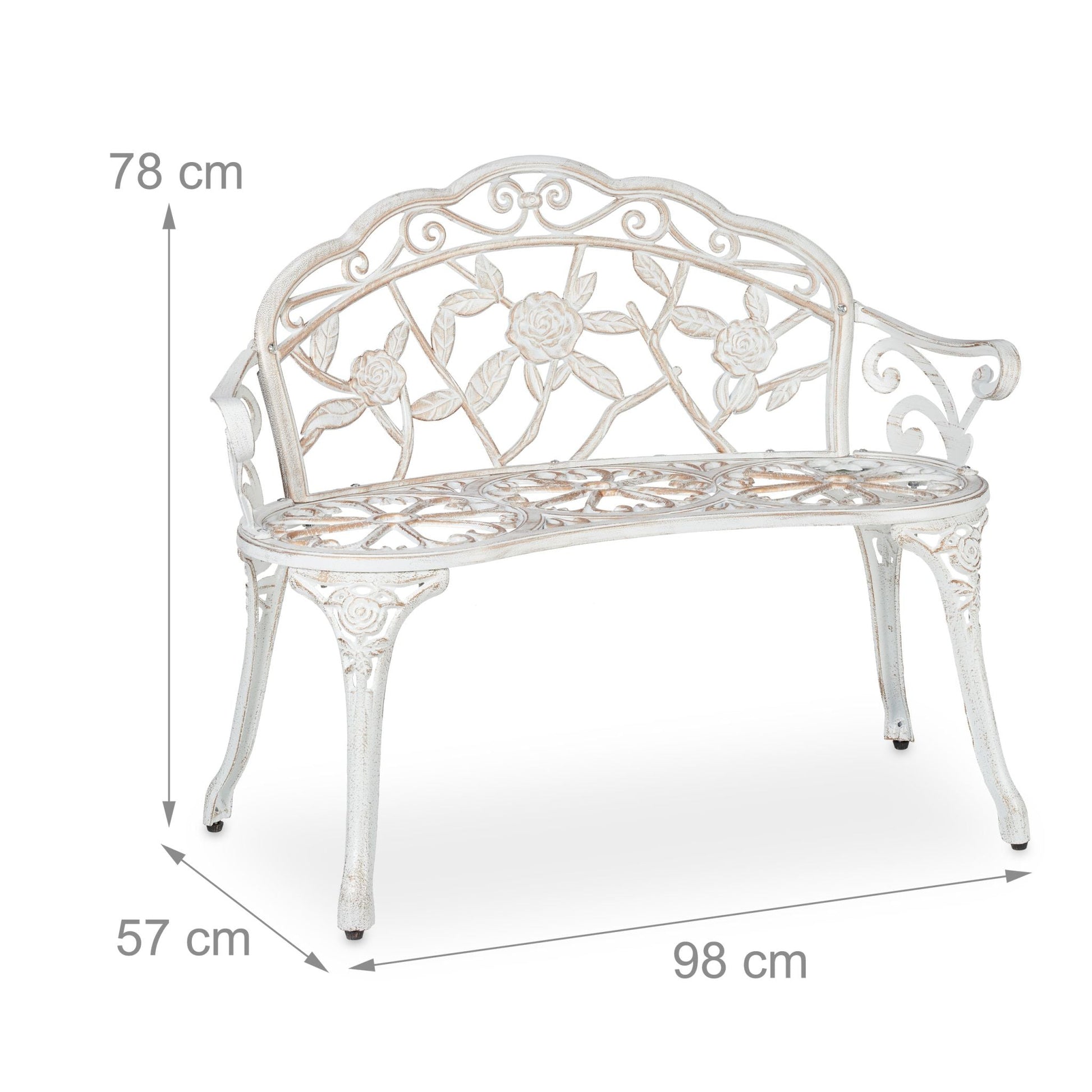 Rosen Gartenbank weiss-bronze Weiss-Kupfer-Schwarz von Relaxdays