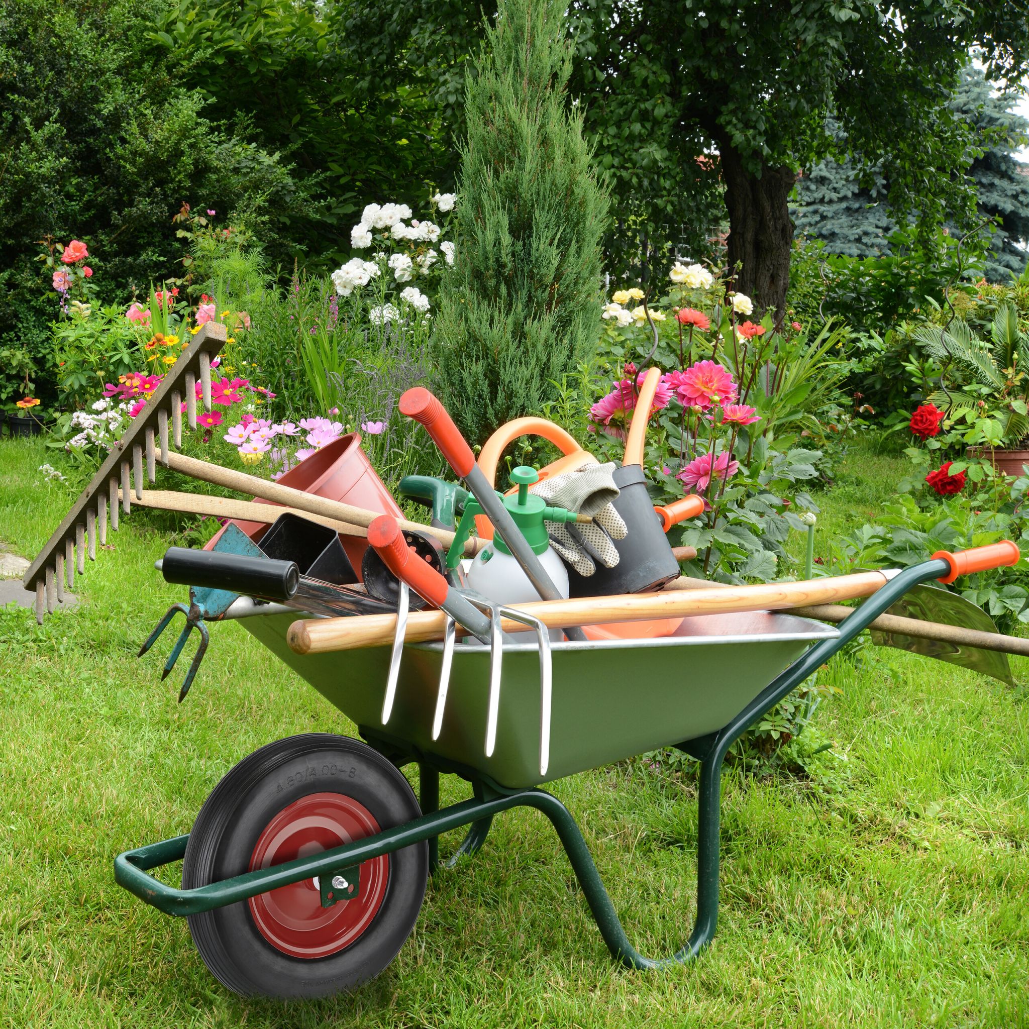 Schubkarrenrad mit Achse 4.80 4.00-8 Rot-Schwarz von Relaxdays