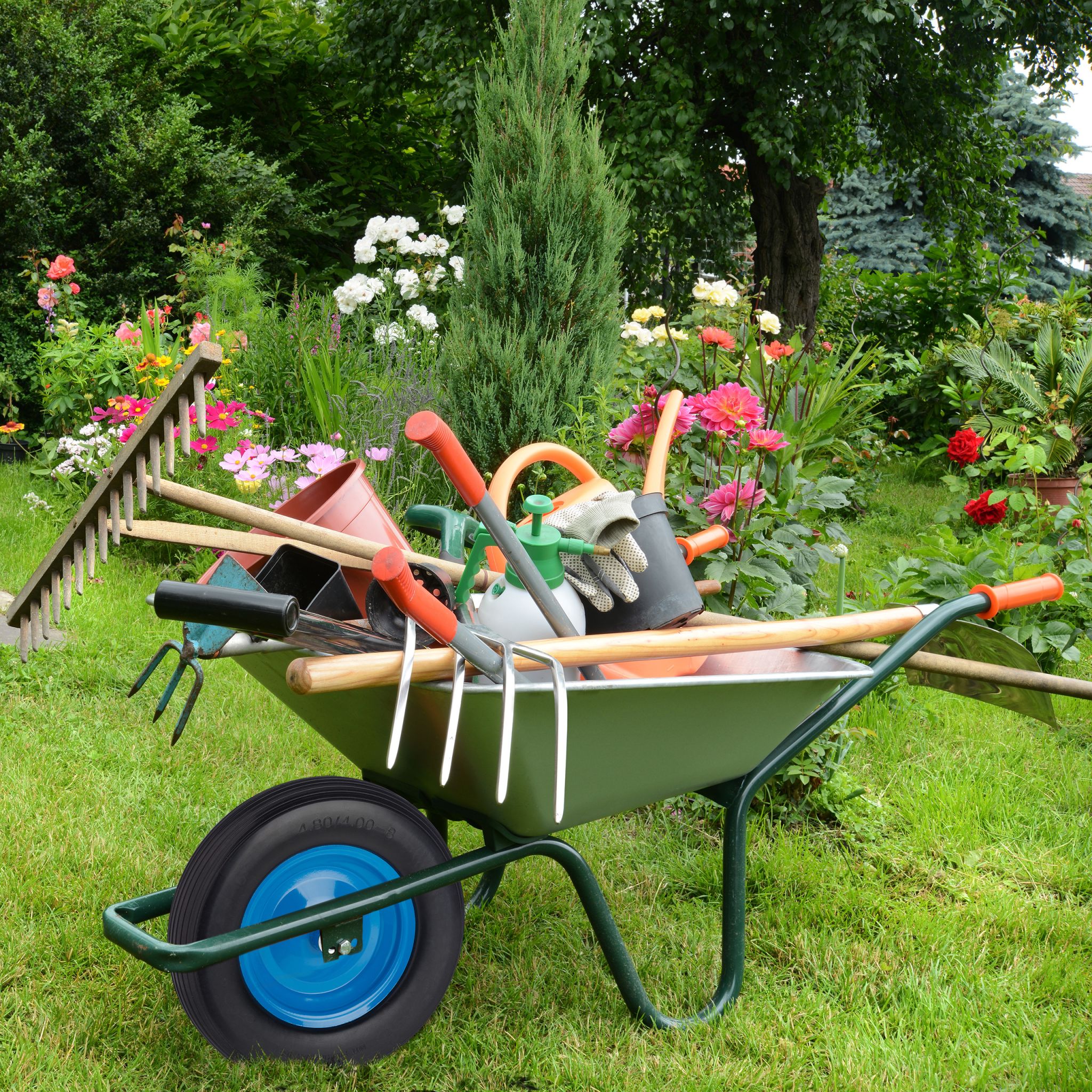 Schubkarrenrad 4.80 4.00-8 Dunkelgrün-Schwarz von Relaxdays